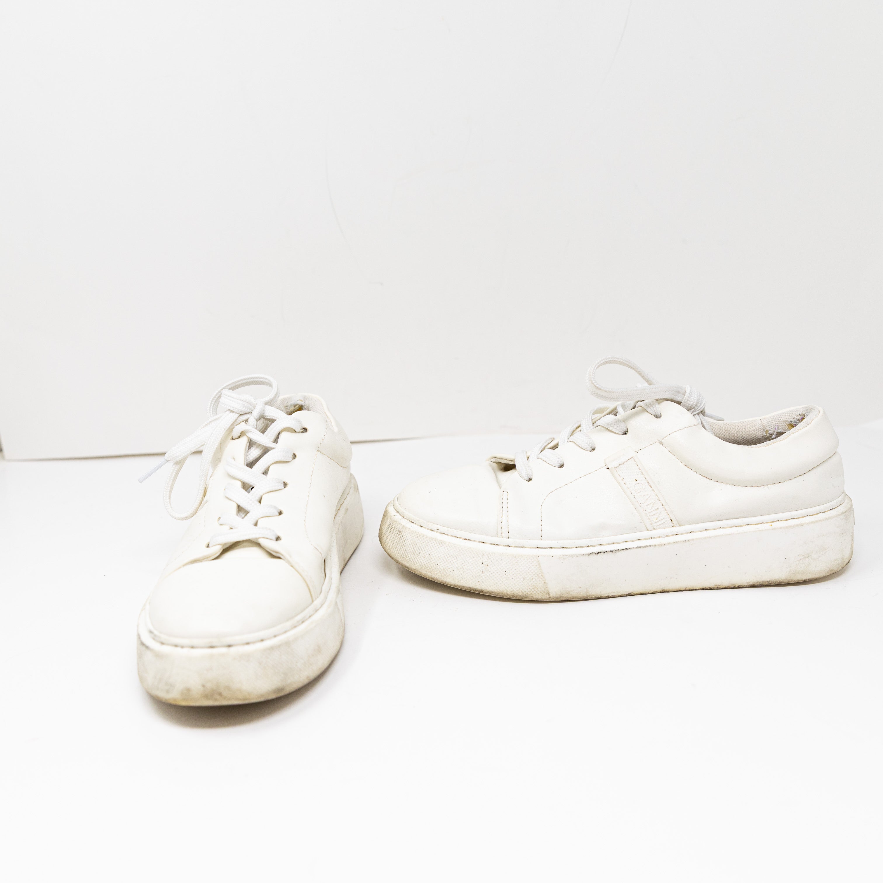 Ganni Women's Genuine Leather Low Top Lace Up Casual Sneakers Shoes White 6