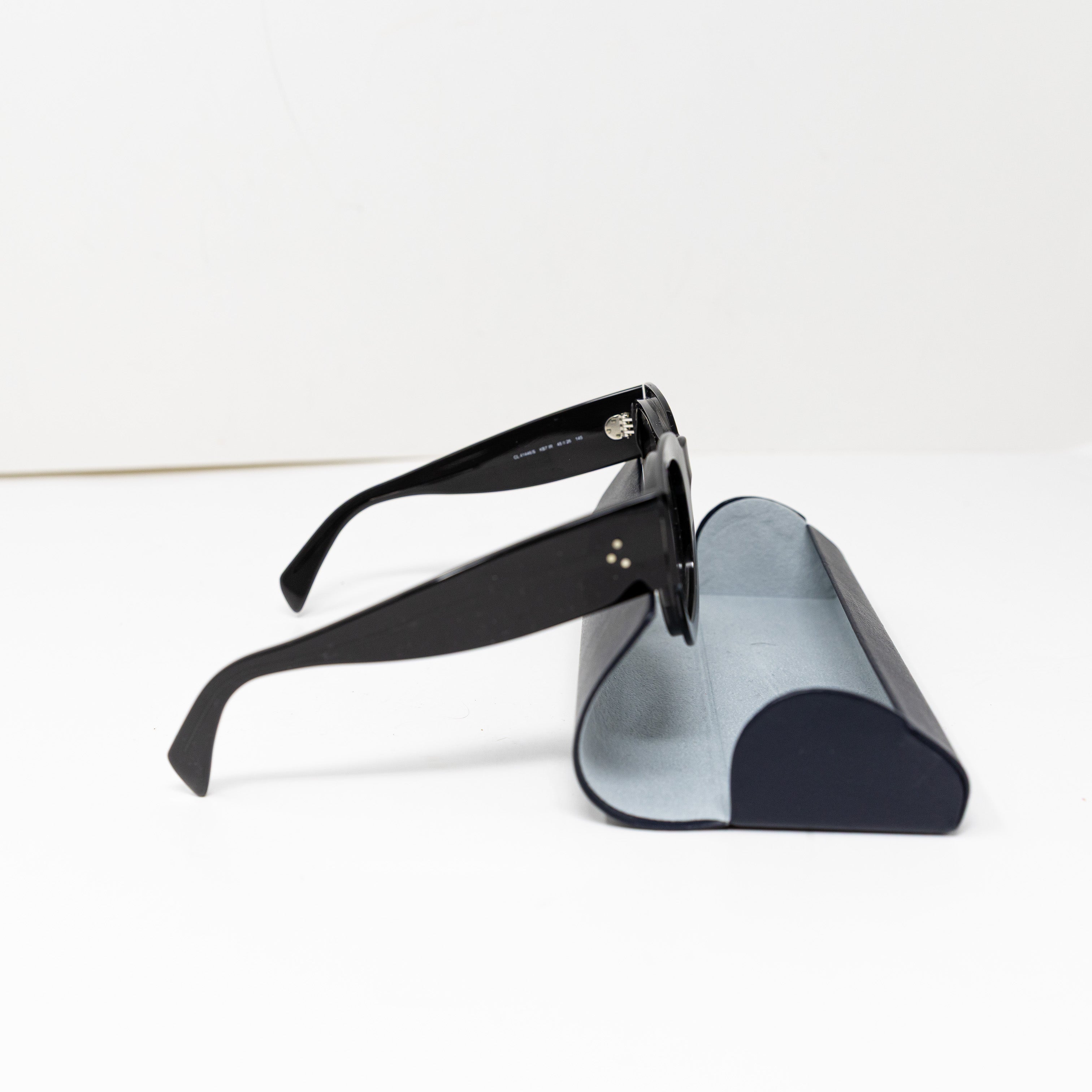 Celine Women's CL 41446/S Round Lenses Cat Eye Gray Black Sunglasses