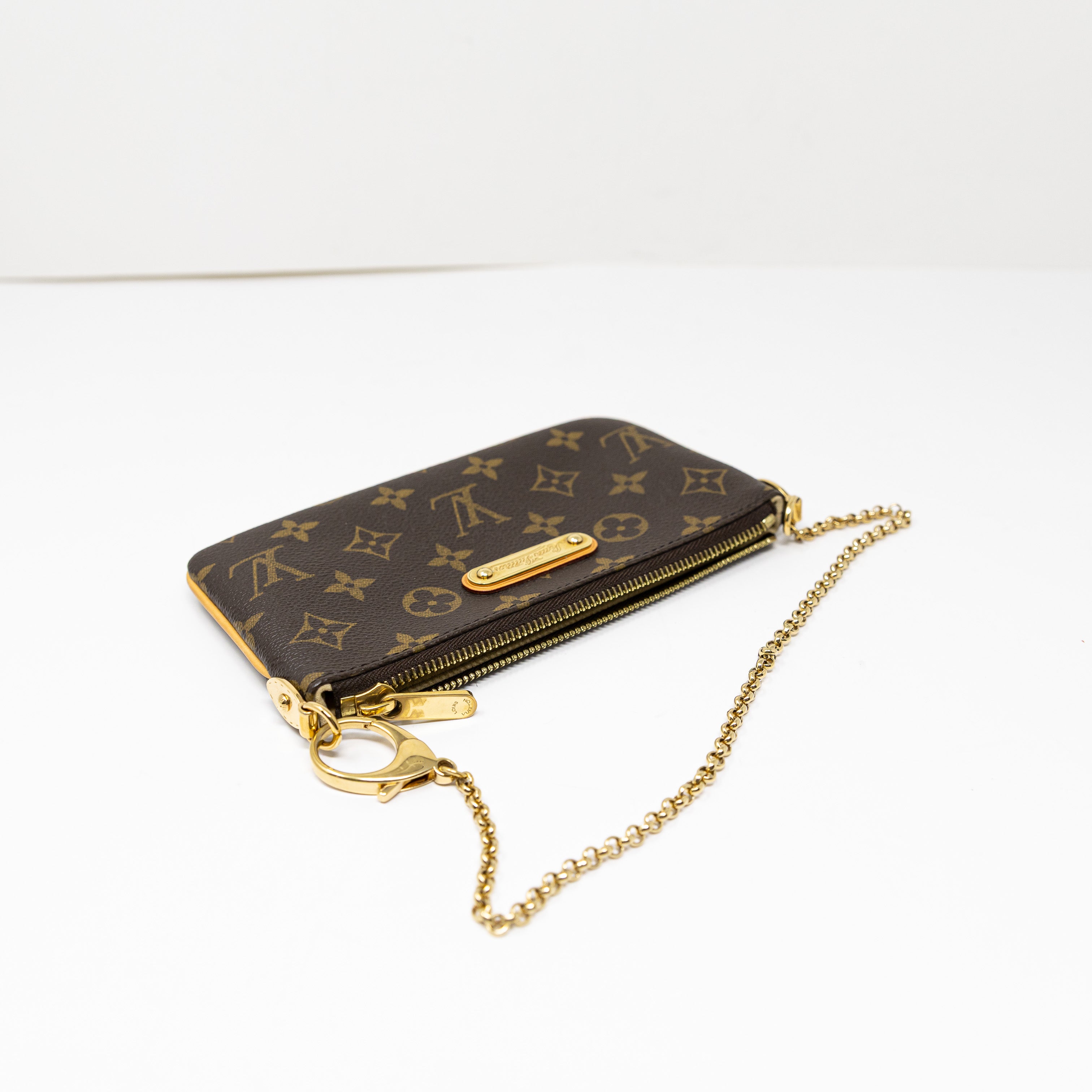 Louis Vuitton LV Monogram Pochette Milla Coated Canvas Clutch Purse Bag Brown&nbsp;