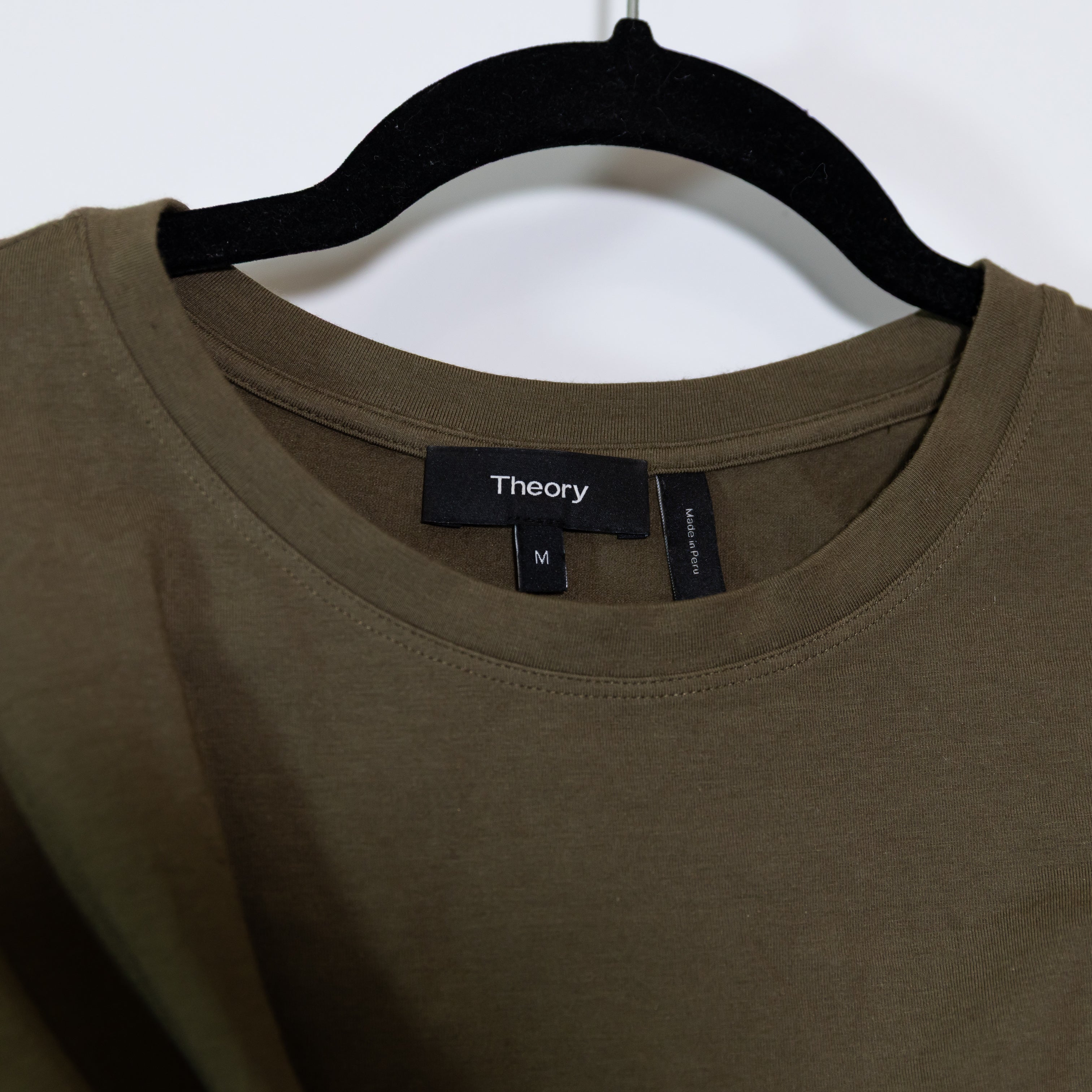 Theory Knot Twist Cotton Stretch Short Sleeve Crew Neck Tee Shirt Dress Green M