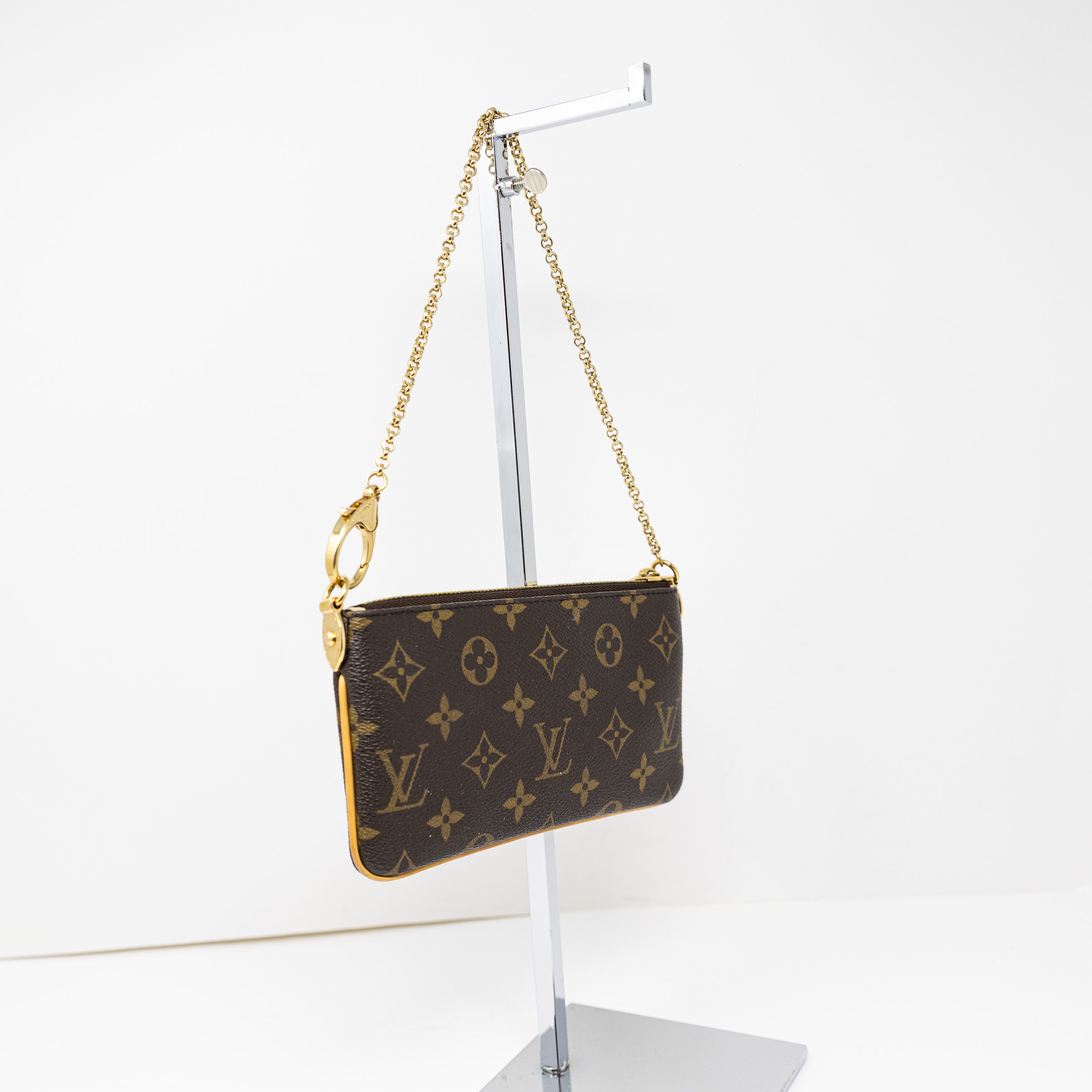 Louis Vuitton LV Monogram Pochette Milla Coated Canvas Clutch Purse Bag Brown&nbsp;