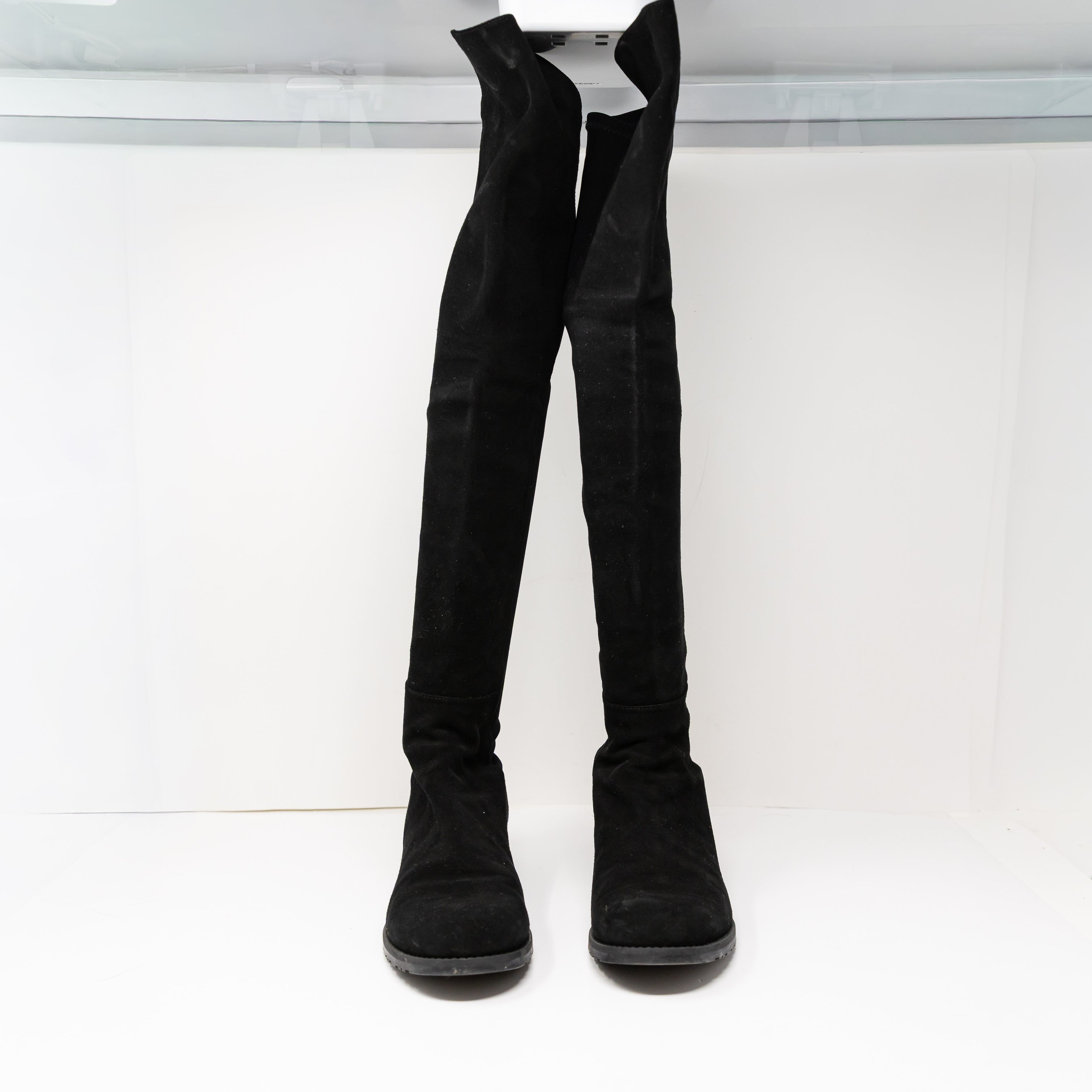 Stuart Weitzman Women's 5050 Genuine Black Suede Leather Over The Knee Boots 9.5