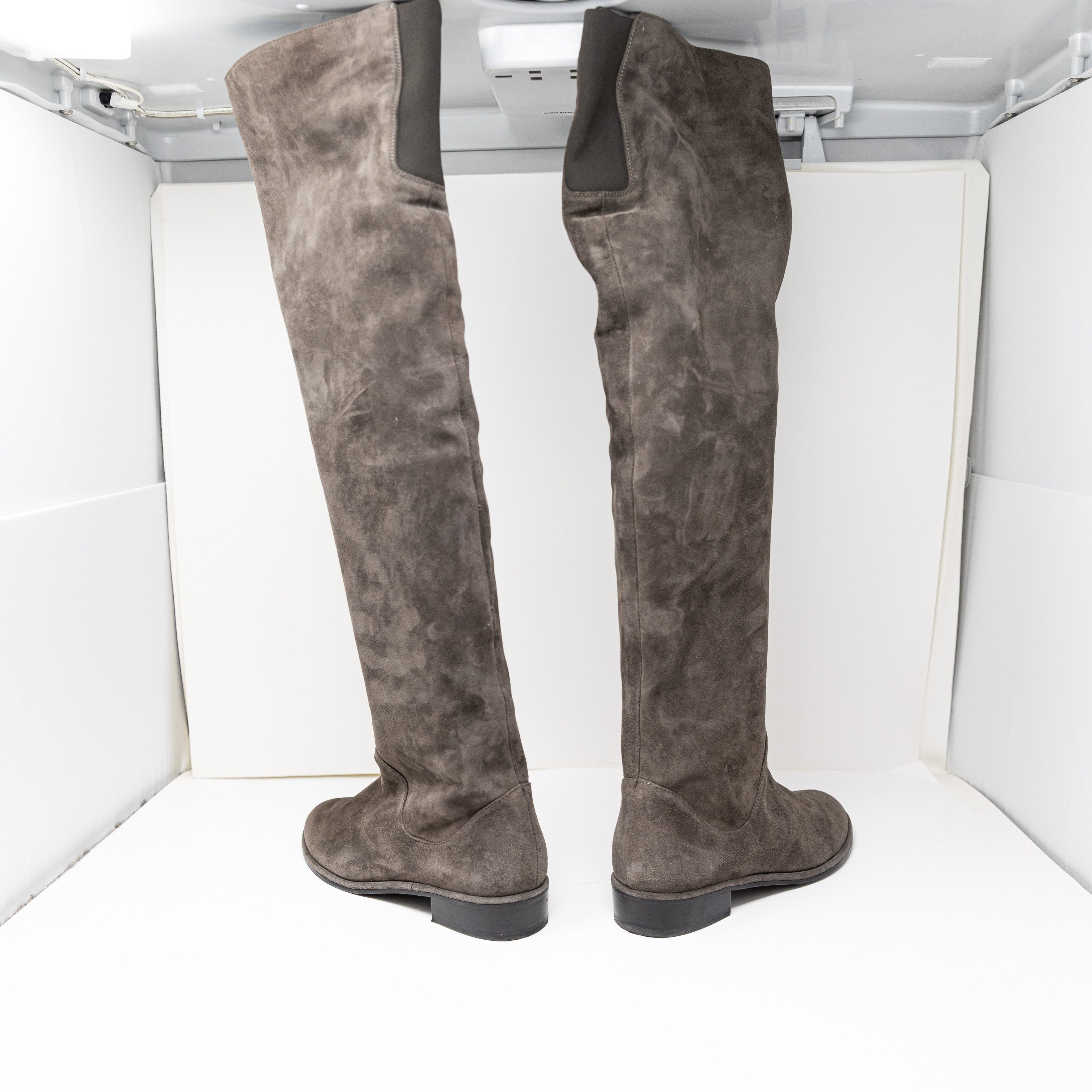 Stuart Weitzman x Scoop Genuine Suede Flat Over The Knee Boots Shoes Gray 8.5