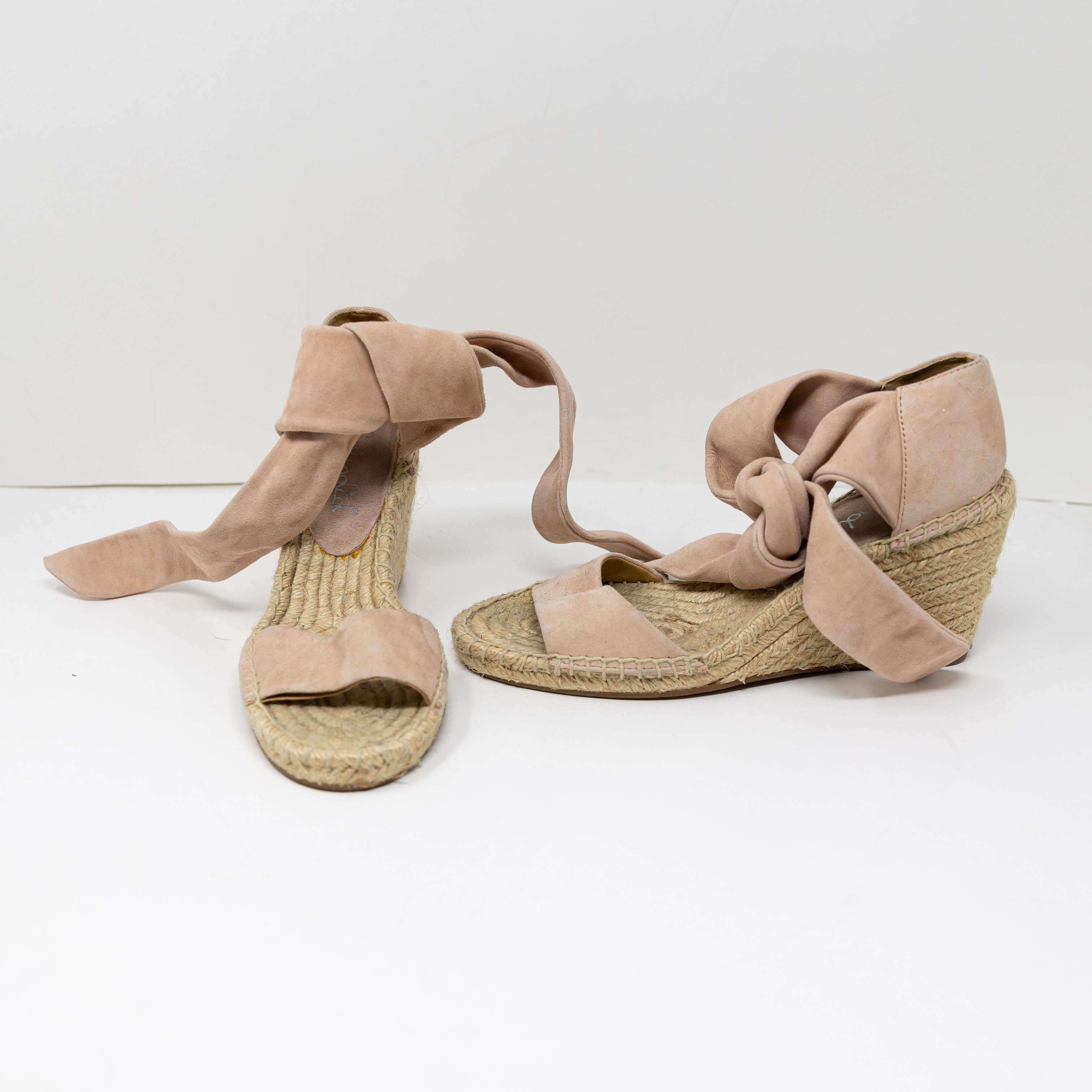 Splendid Jessica Genuine Suede Leather Woven Espadrille Wedge Heels Shoes 7.5