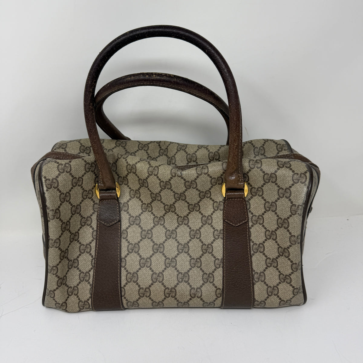 Gucci Vintage Made In Italy Supreme Sherry Web Ophidia Boston Purse Satchel Bag