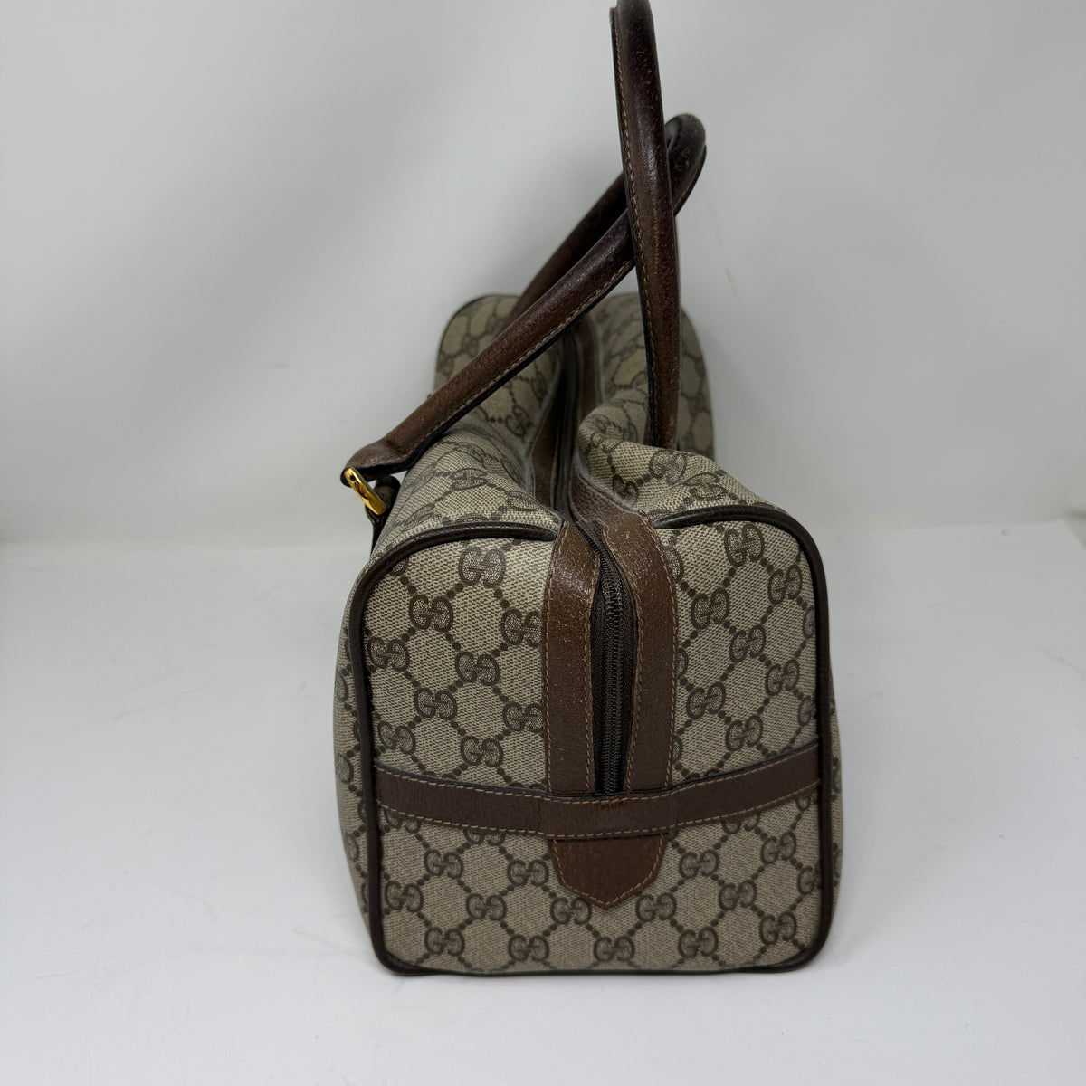 Gucci Vintage Made In Italy Supreme Sherry Web Ophidia Boston Purse Satchel Bag