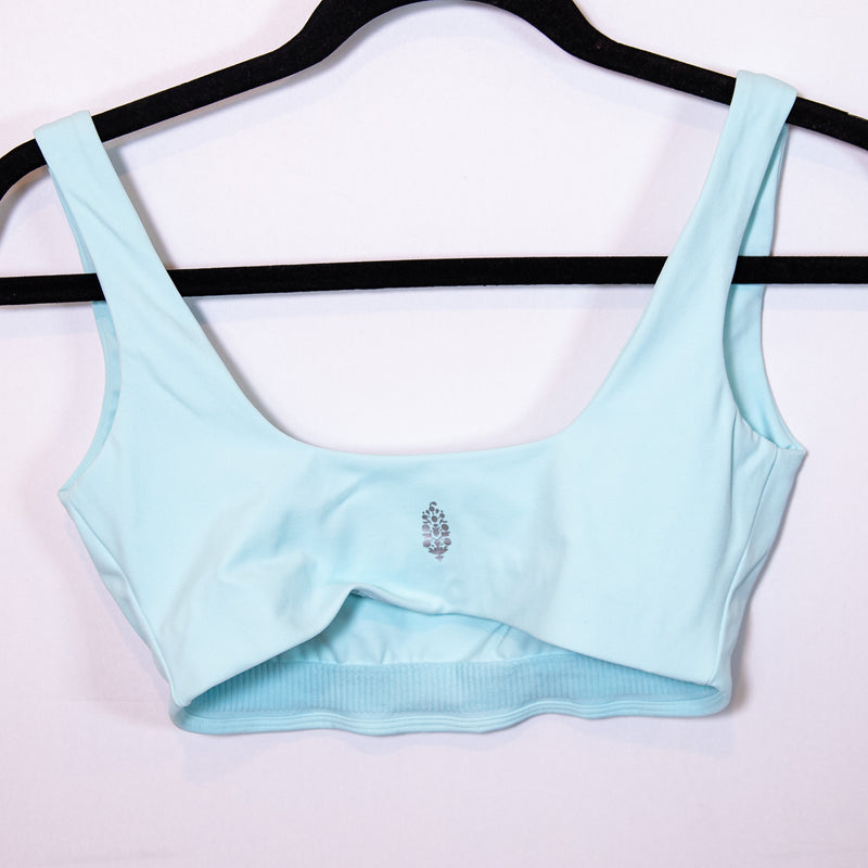 Free People Epic Mini Square Neck Athletic Work Out Sports Bra Reflection Blue M