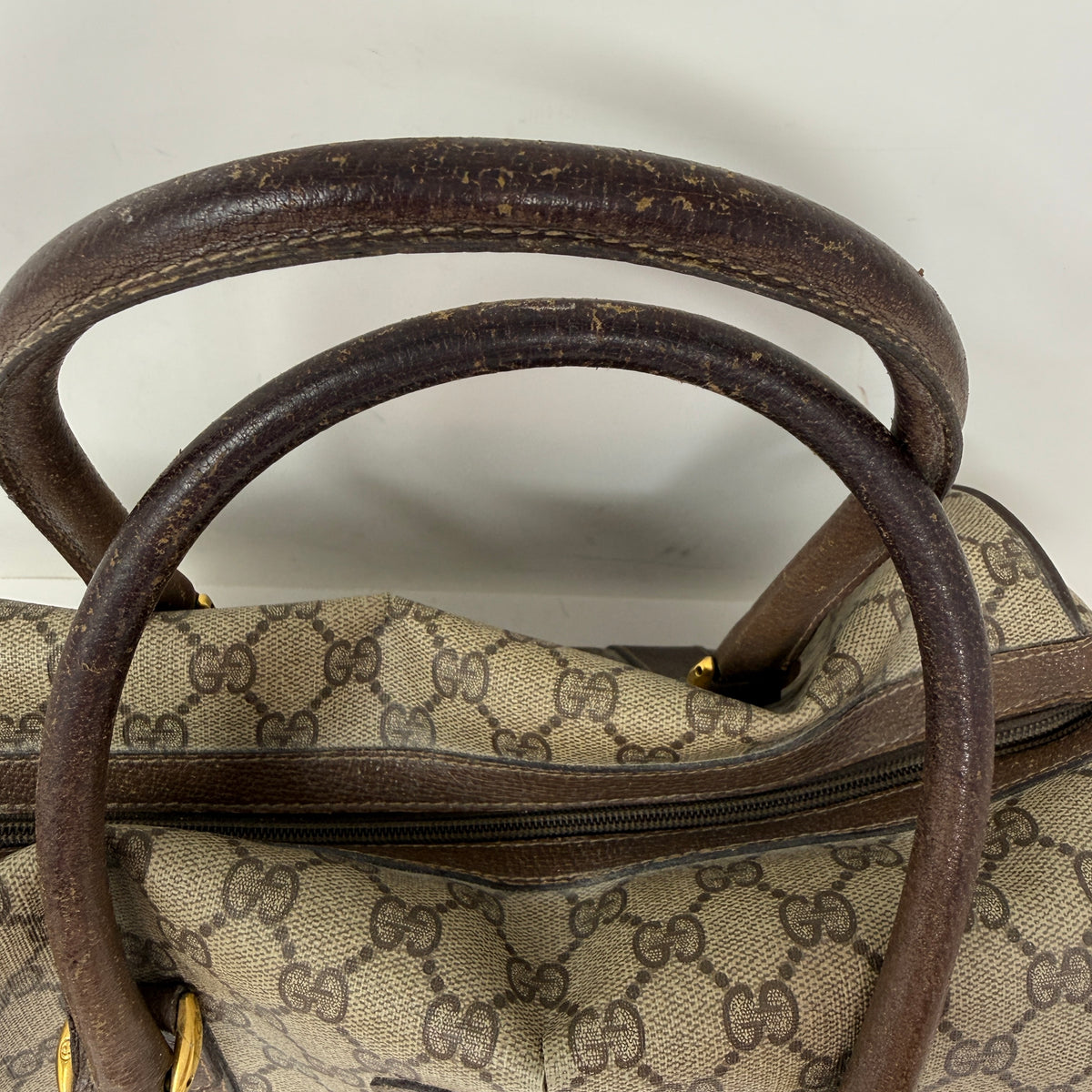 Gucci Vintage Made In Italy Supreme Sherry Web Ophidia Boston Purse Satchel Bag