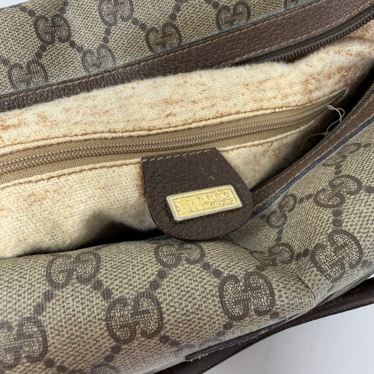 Gucci Vintage Made In Italy Supreme Sherry Web Ophidia Boston Purse Satchel Bag