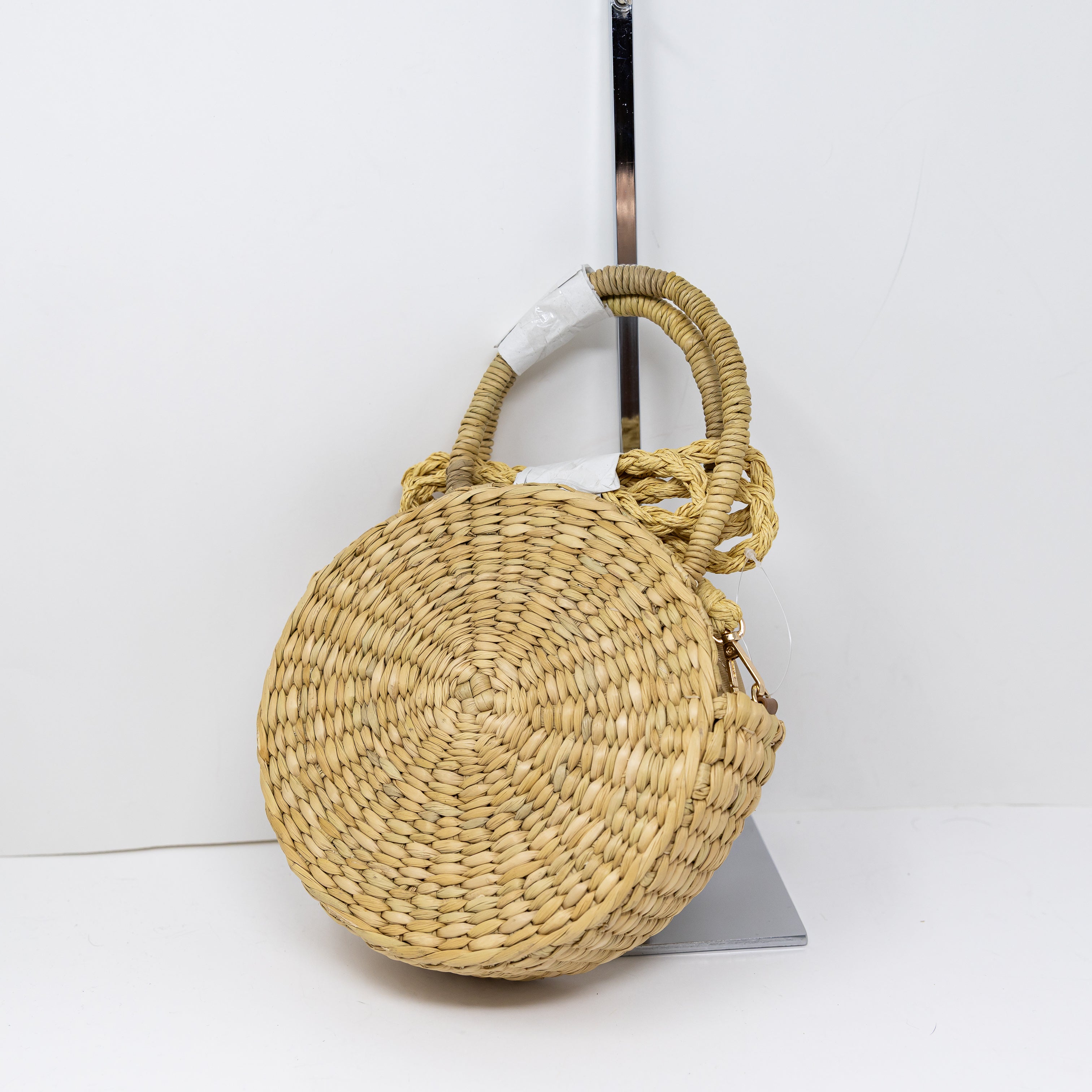NEW Abercrombie & Fitch Straw Woven Circle Crossbody Shoulder Purse Bag Brown