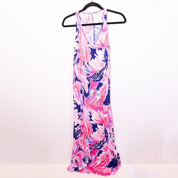 Lilly Pulitzer Kerri Cotton V Neck Sleeveless Maxi Dress Multi No Prob Llama XS