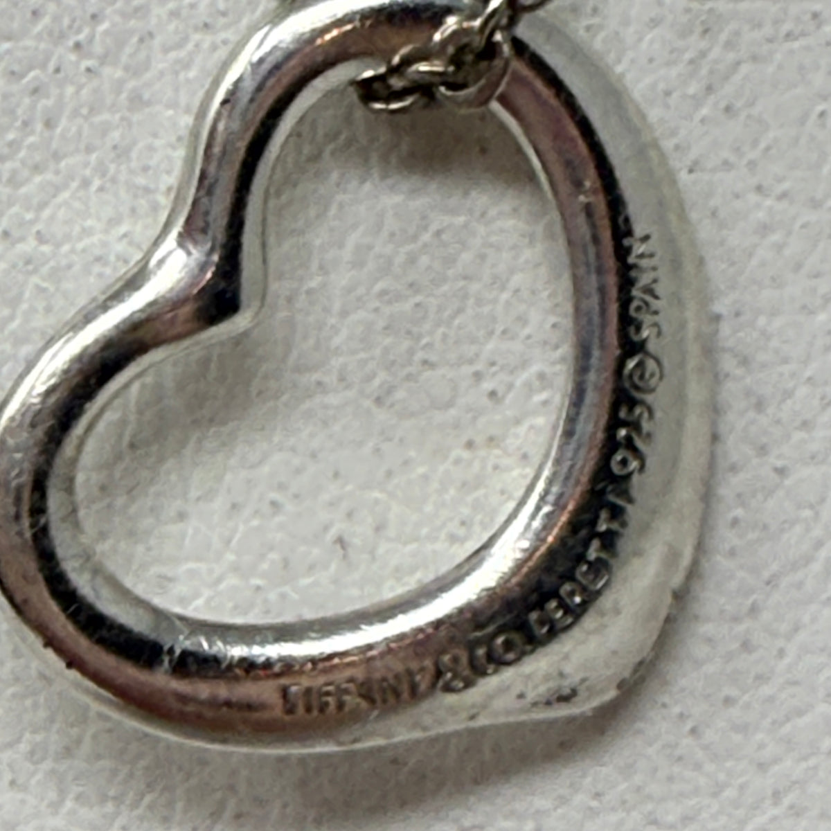 Tiffany &amp; Co Elsa Peretti Open Heart Pendant Charm 925 Sterling Silver Necklace