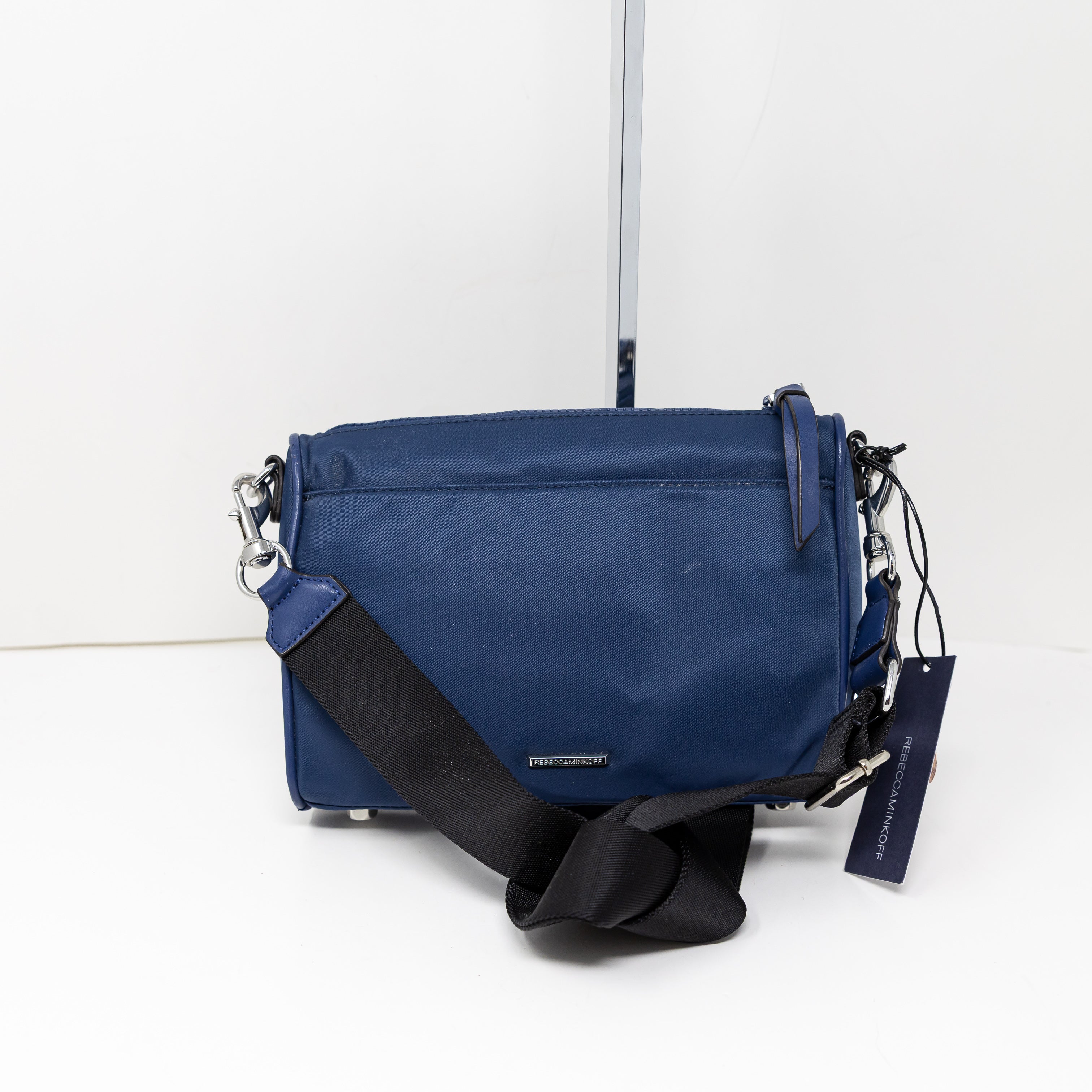 NEW Rebecca Minkoff Mini 5 Zip Nylon Crossbody Shoulder Purse Bag Navy Blue