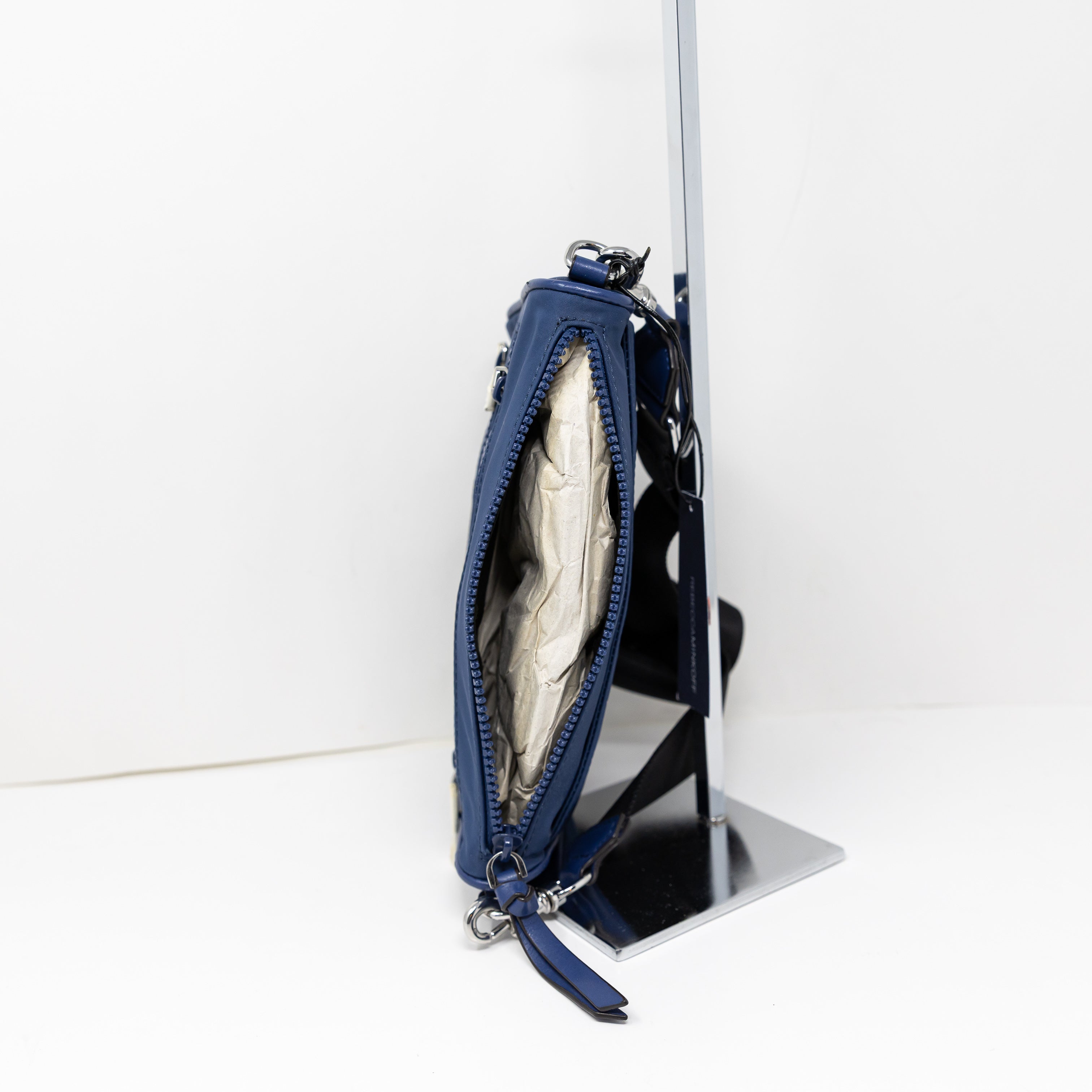 NEW Rebecca Minkoff Mini 5 Zip Nylon Crossbody Shoulder Purse Bag Navy Blue