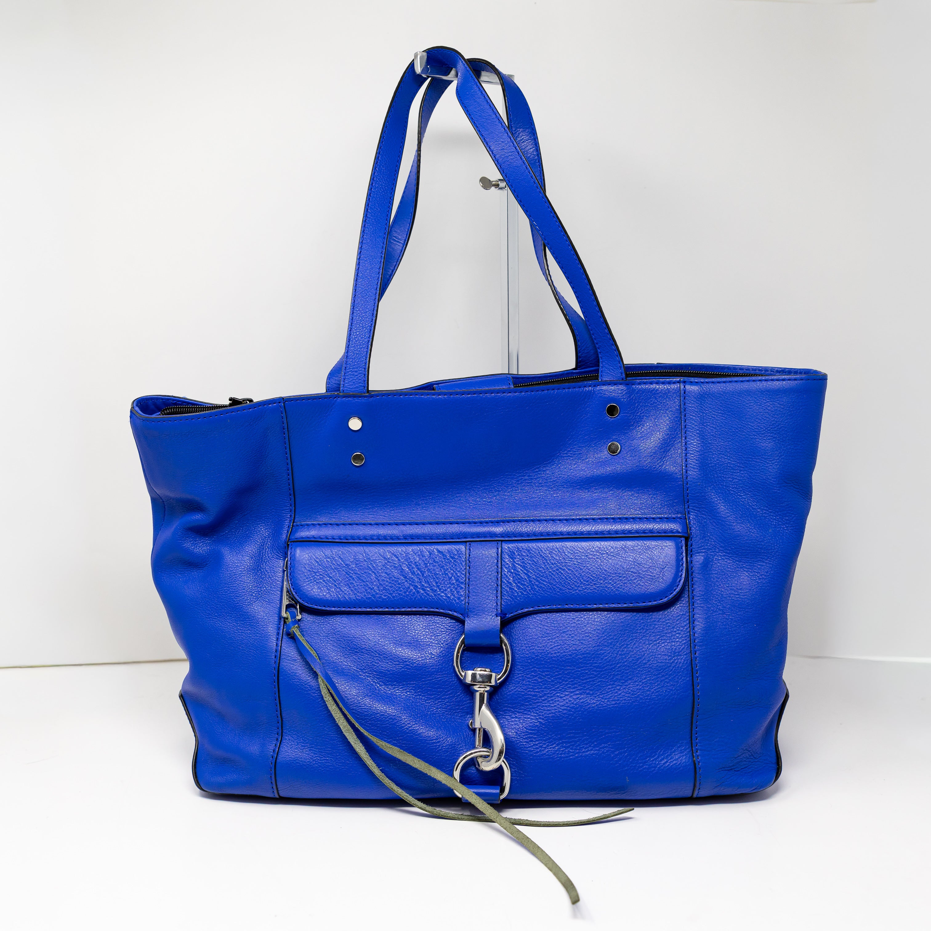 Rebecca Minkoff Bowery MAC Genuine Leather Shoulder Purse Tote Bag Cobalt Blue