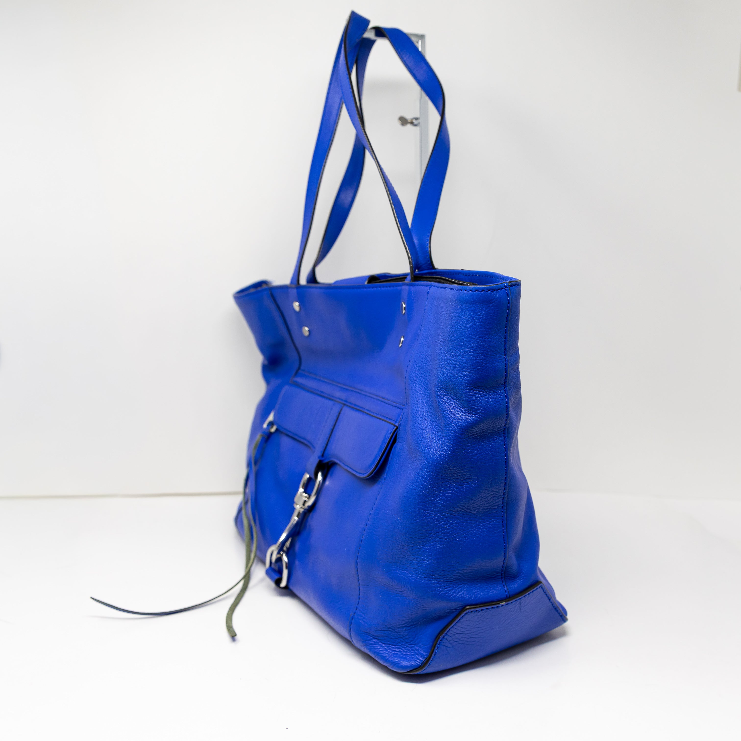 Rebecca Minkoff Bowery MAC Genuine Leather Shoulder Purse Tote Bag Cobalt Blue