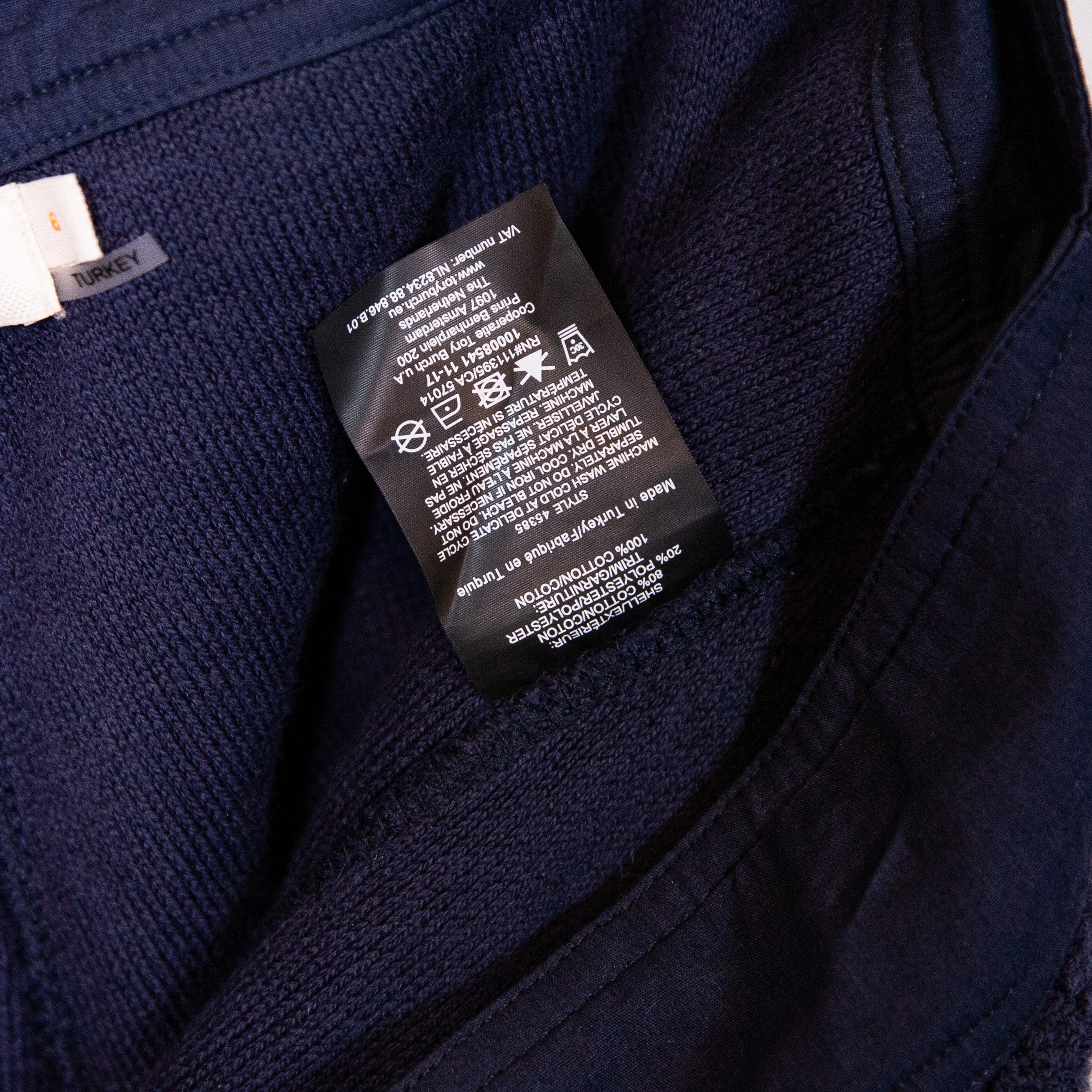 Tory Burch Josie Cotton Blend Terry Pull On Mini Beach Shorts Navy Blue Small