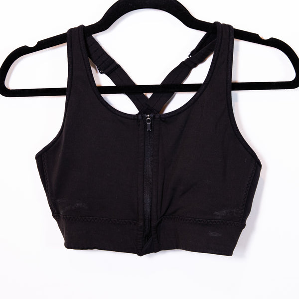 Athleta Front Zip Stealth High Intensity Running Work Out Sports Bra Black Small