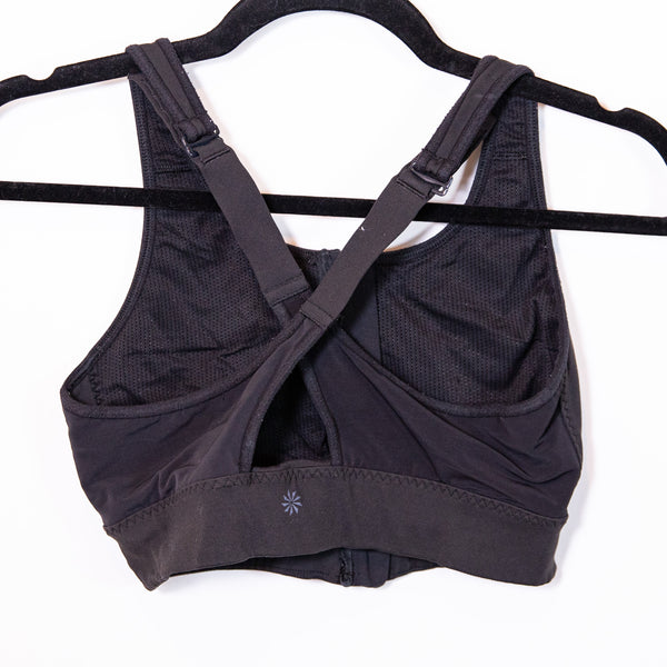 Athleta Front Zip Stealth High Intensity Running Work Out Sports Bra Black Small