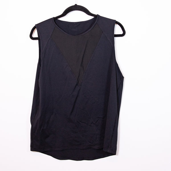 Lululemon Women's Plank Mesh Sheer V Neck Sleeveless Athletic Tank Top Black S