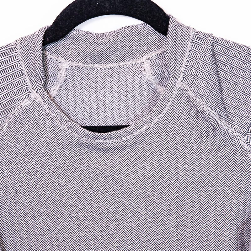 Lululemon Think Fast Long Sleeve Heathered Herringbone Silver Spoon Black Slate