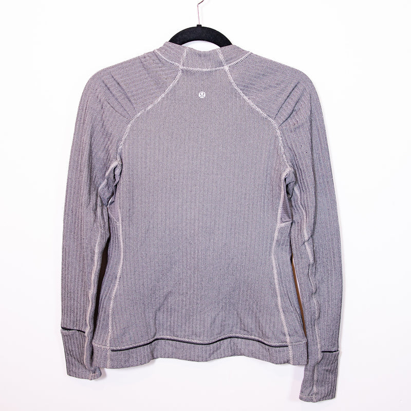 Lululemon Think Fast Long Sleeve Heathered Herringbone Silver Spoon Black Slate