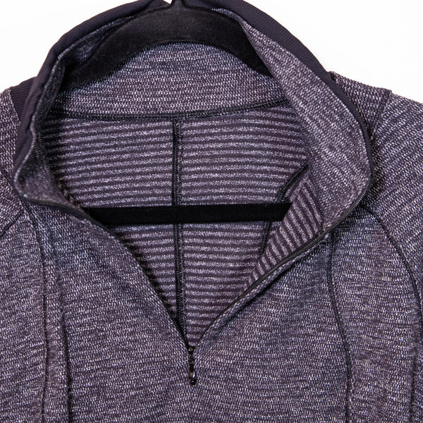 Lululemon Runderful 1/2 Zip Mini Check Pique Black Heathered Pullover Sweater 8