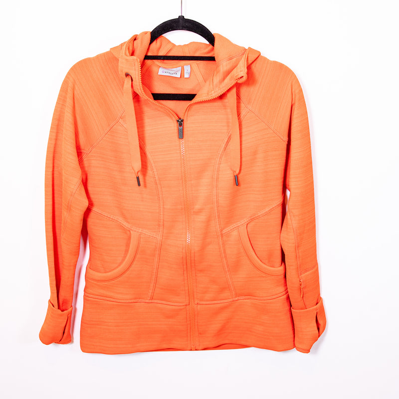 Athleta Women's Triumph Full Zip Fleece Lined Hoodie Jacket Orange Small