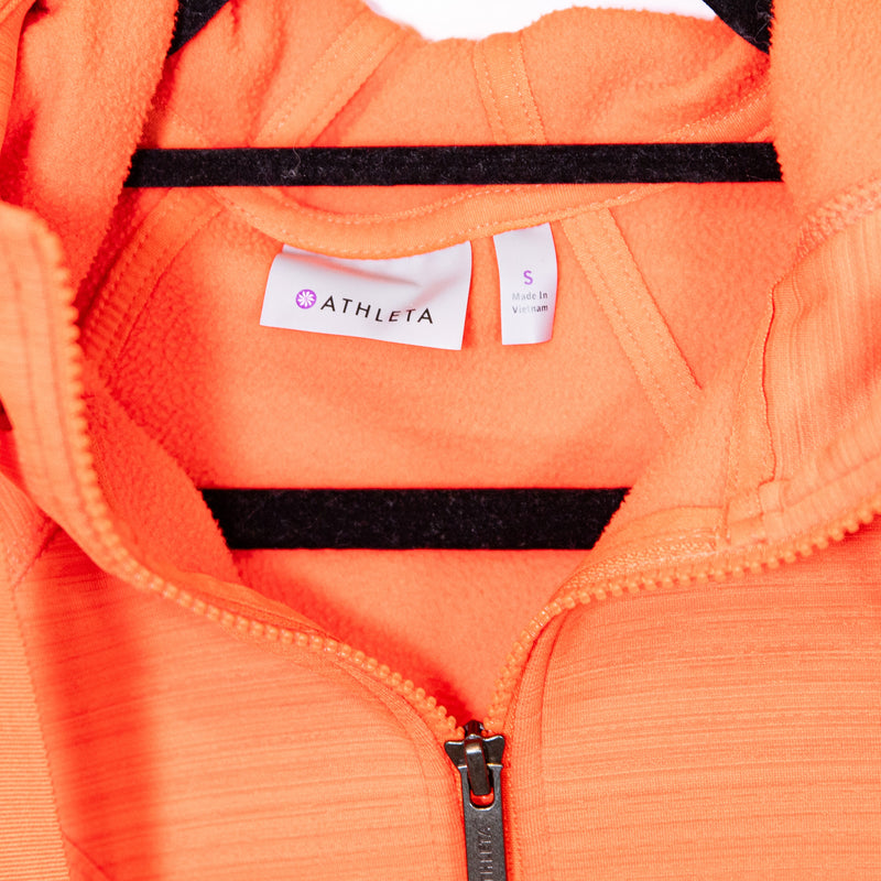 Athleta Women's Triumph Full Zip Fleece Lined Hoodie Jacket Orange Small