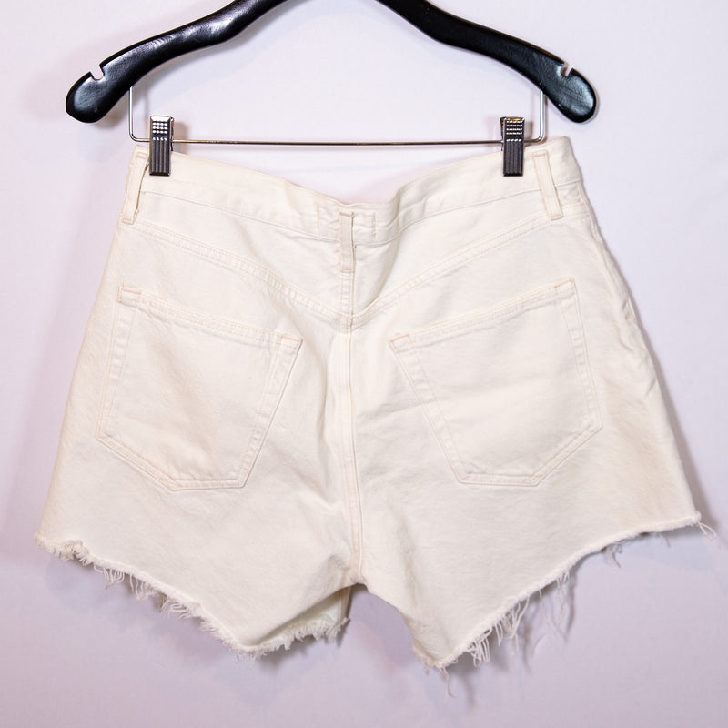 Agolde Denim Reese Relaxed Cut Off Raw Edge Hem High Rise Jean Shorts Tissue 28