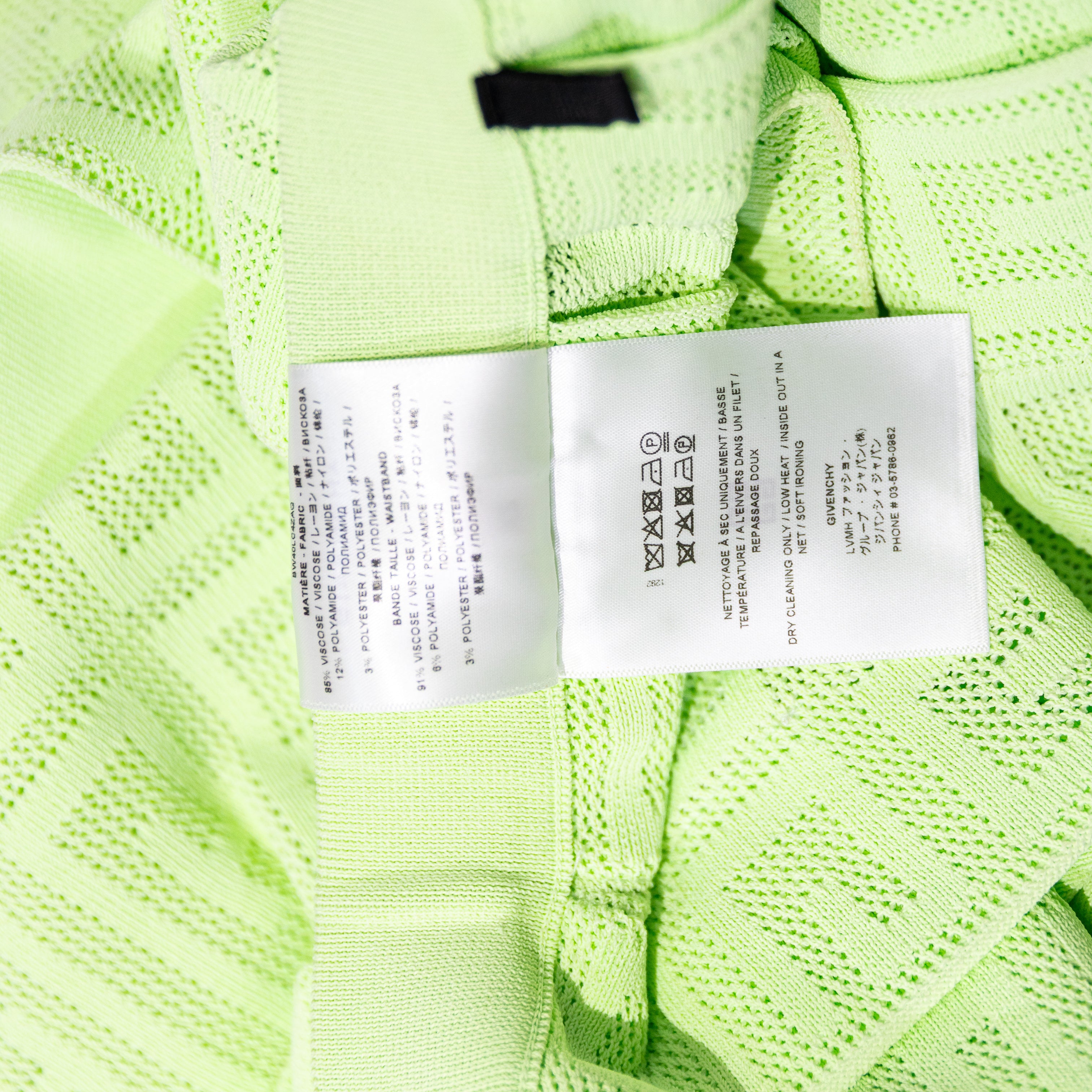 Givenchy 4G Logo Perforated Knit Pleated Mini School Tennis Skirt Neon Green XS