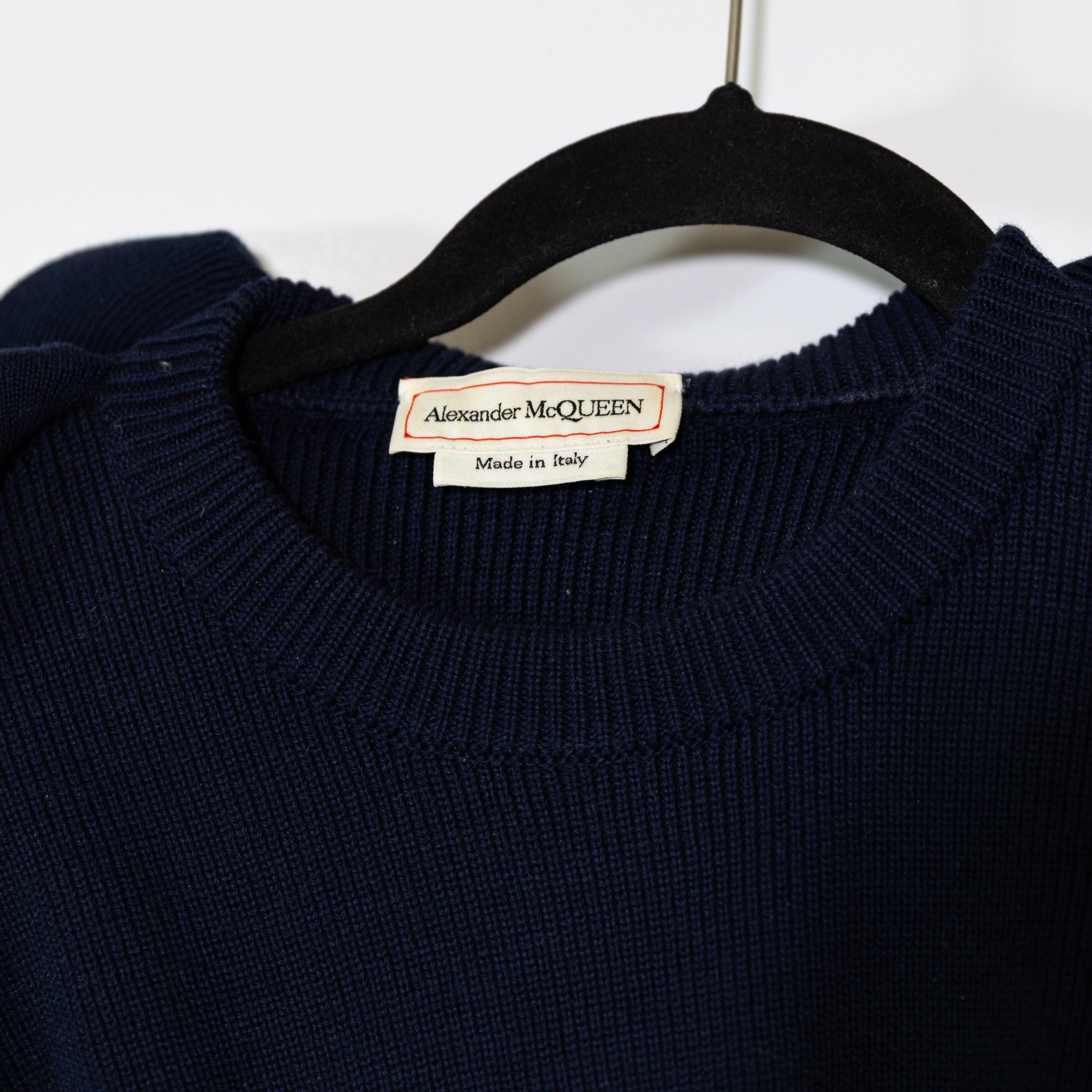 Alexander McQueen Women's Made In Italy Cotton Wool Knit Stretch Ruffle Sweater