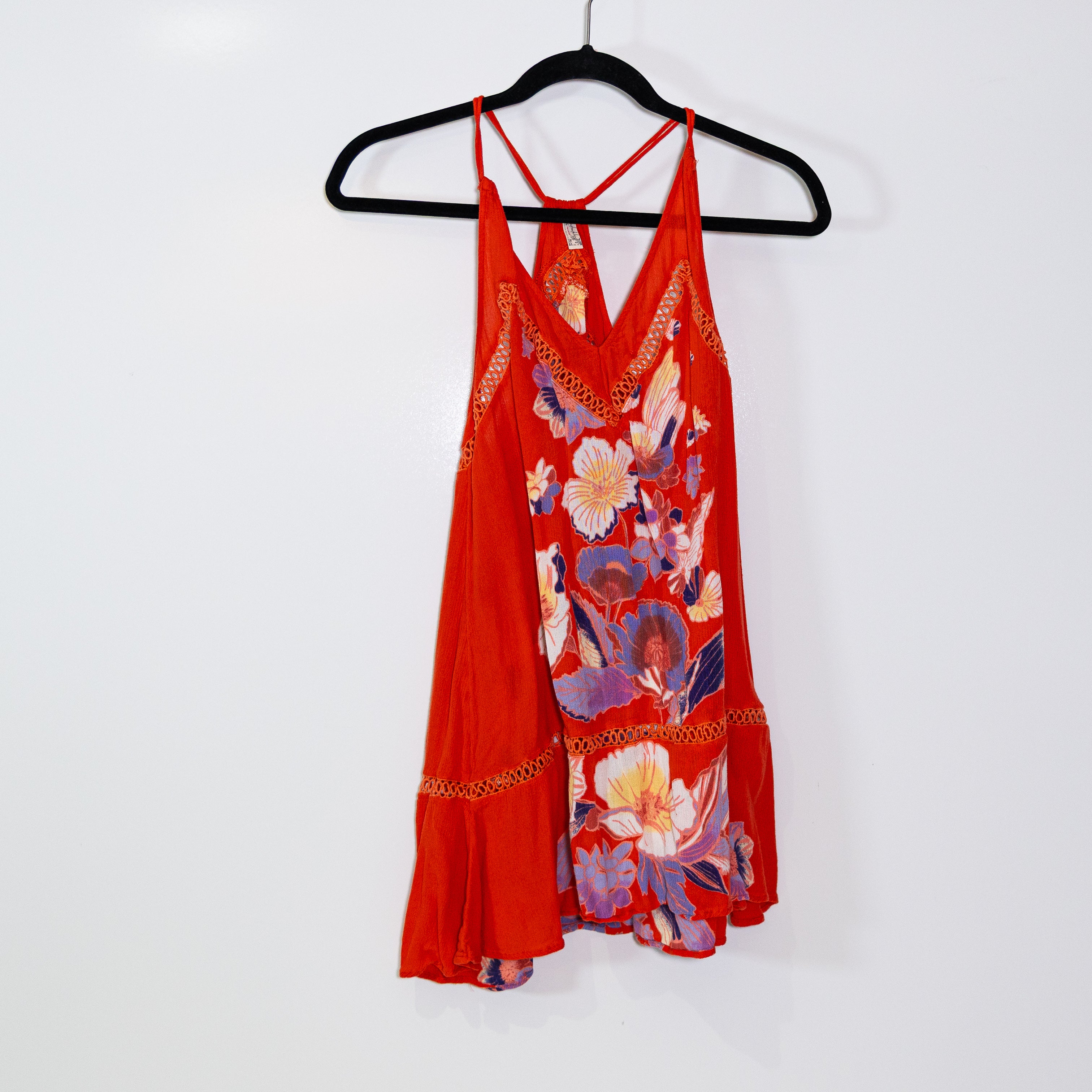 Free People Intimately Crepe Tropical Floral Flower Print Pattern Mini Dress XS