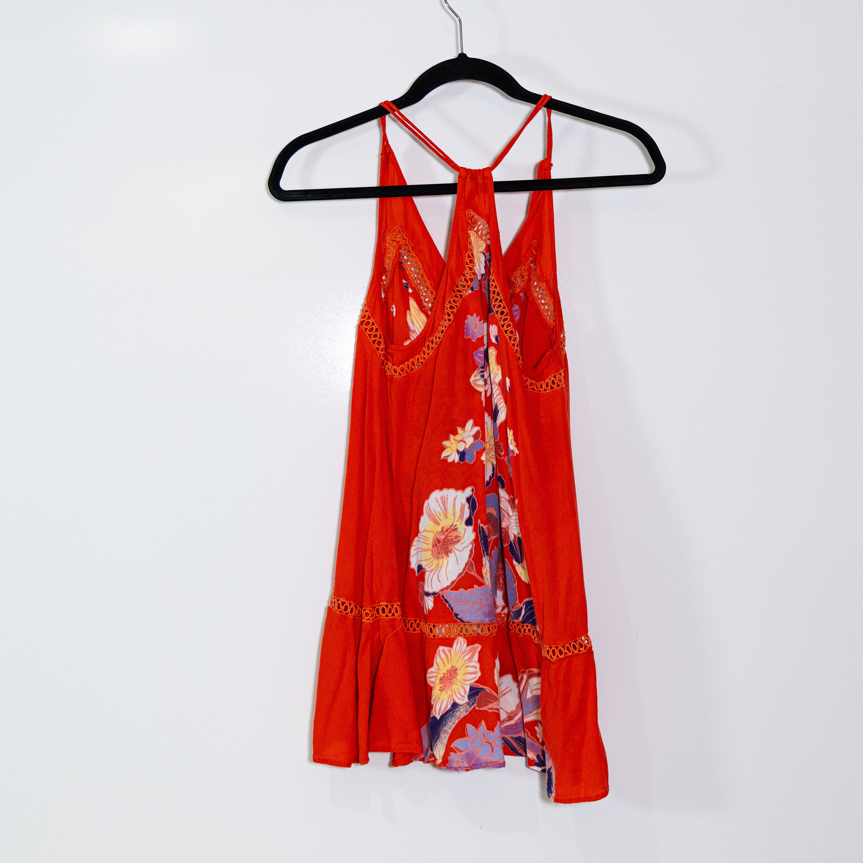 Free People Intimately Crepe Tropical Floral Flower Print Pattern Mini Dress XS