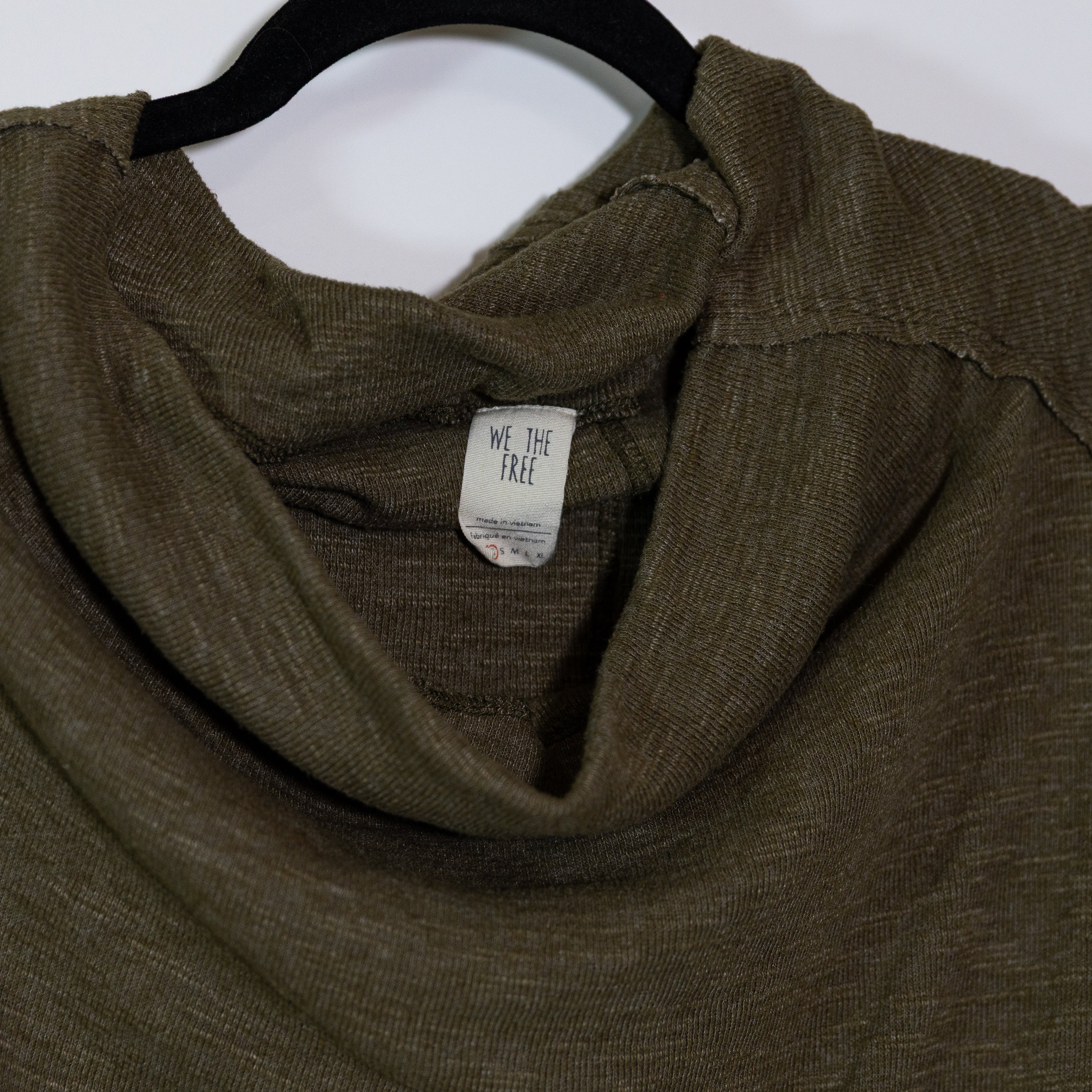 Free People Skyline Thermal Off The Shoulder Cotton Blend Slouchy Sweater Green