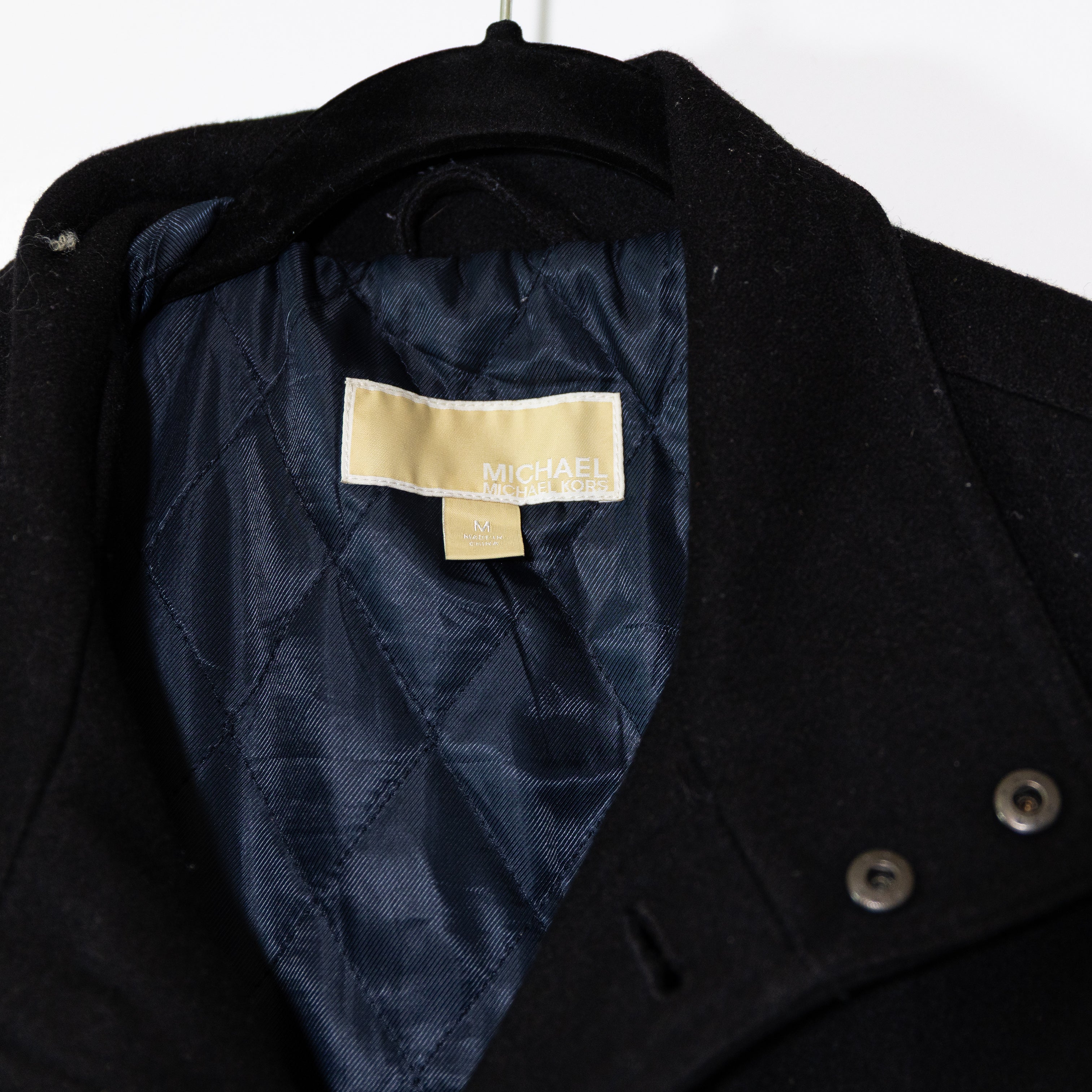 Michael Kors Men's Wool Felt Collared Button Down Multi Pocket Utility Coat M