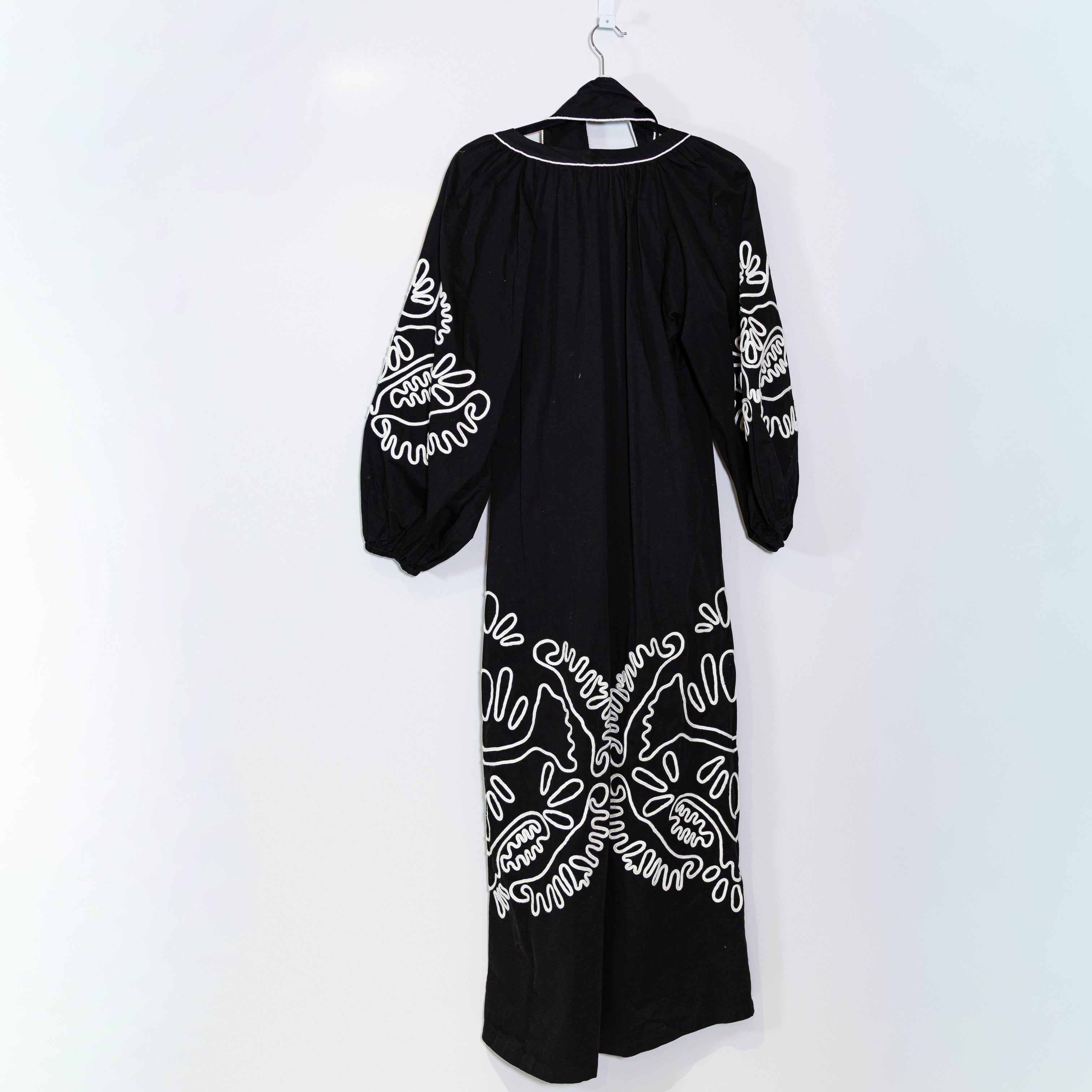 NEW Alexis Belia Cotton Poplin Allover Embroidered Applique Pullover Maxi Dress