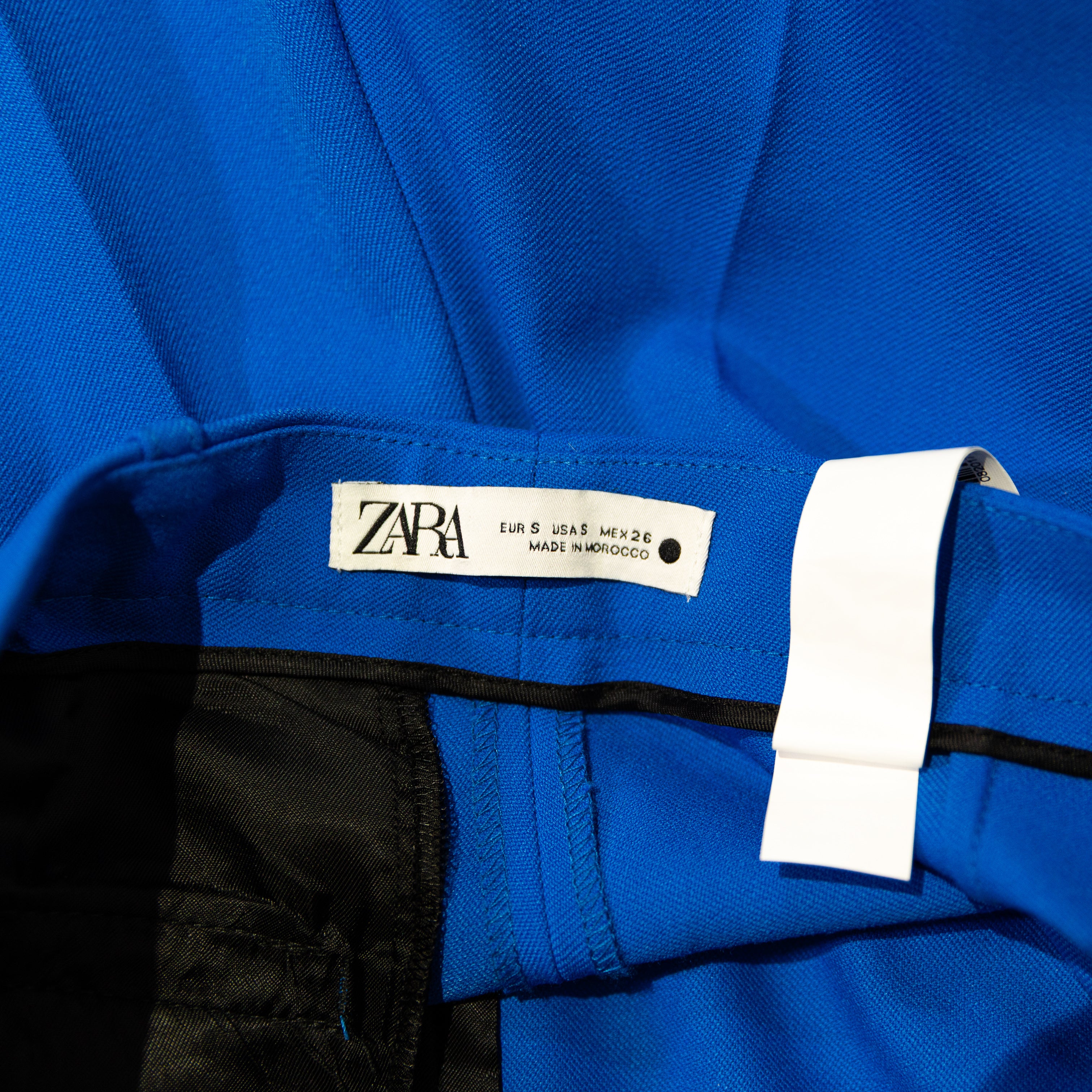 NEW Zara Women's Mid Rise Front Pleat Straight Leg Trouser Pants Cobalt Blue S