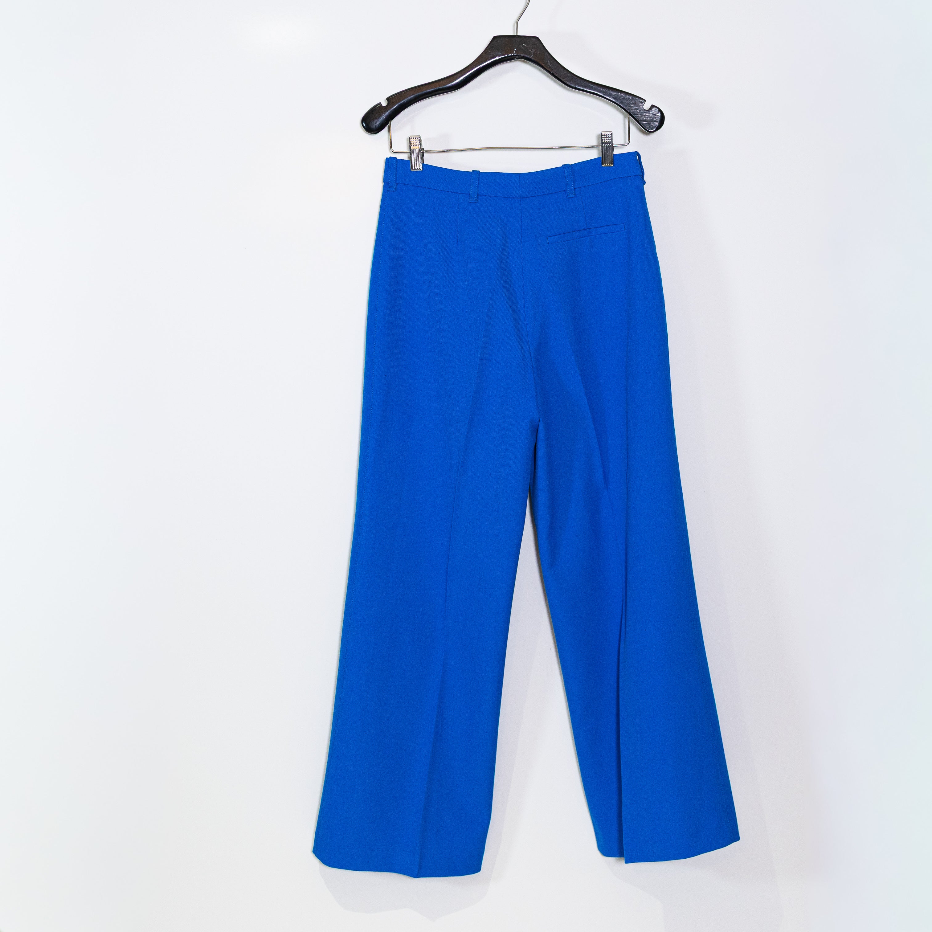 NEW Zara Women's Mid Rise Front Pleat Straight Leg Trouser Pants Cobalt Blue S