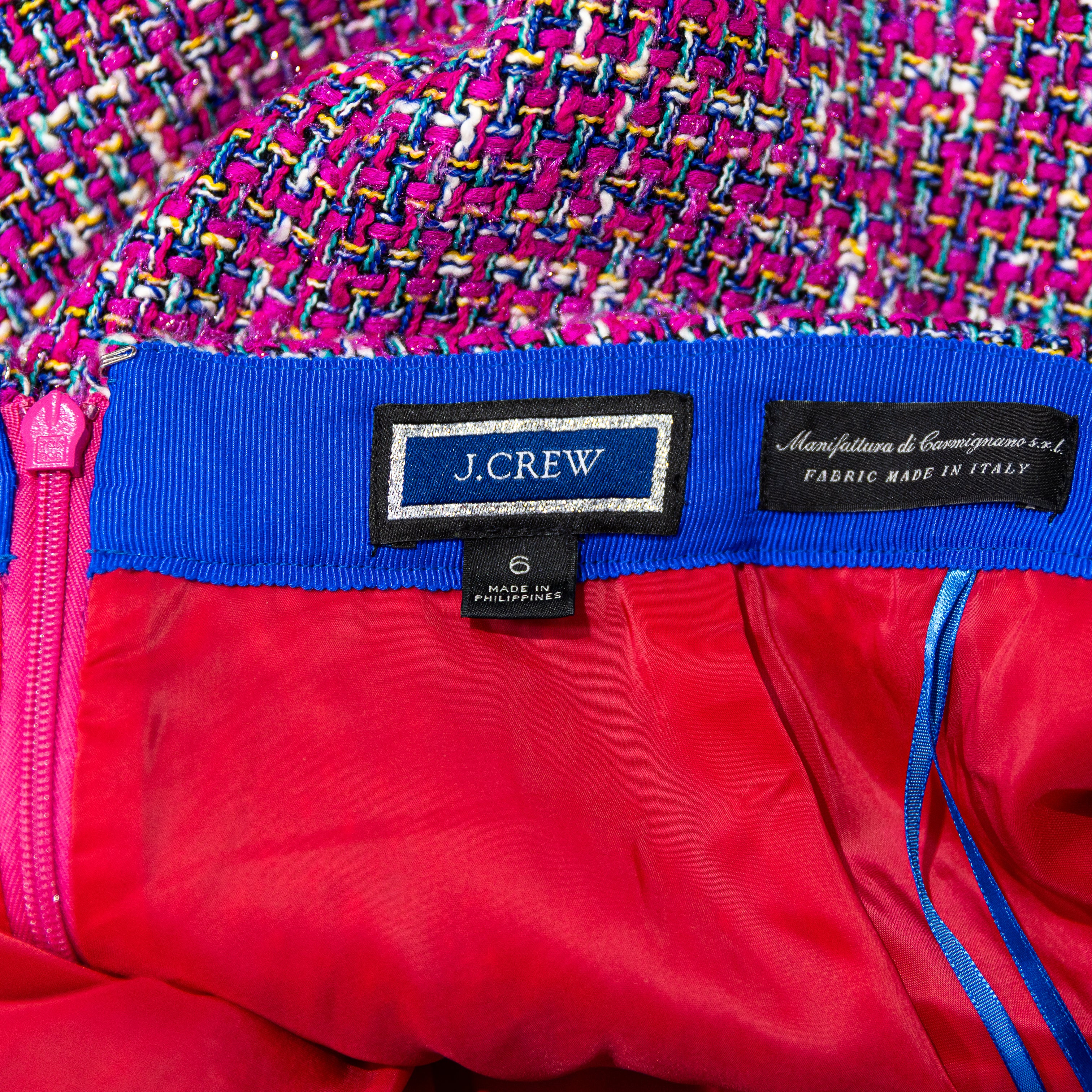 J. Crew Women's Fabric Made In Italy No. 2 Pencil Skirt In Autumn Tweed Pink Red