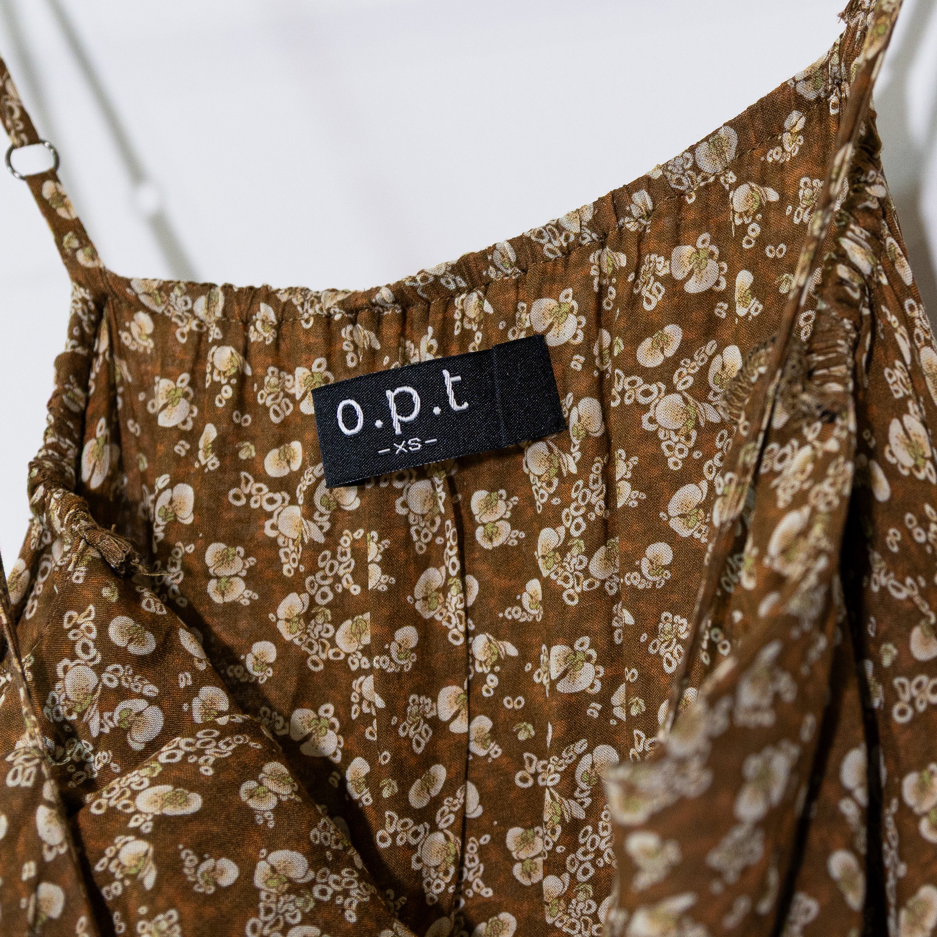 OPT Coco Square Neck Cotton Sleeveless Tiered Pullover Maxi Dress Brown Floral