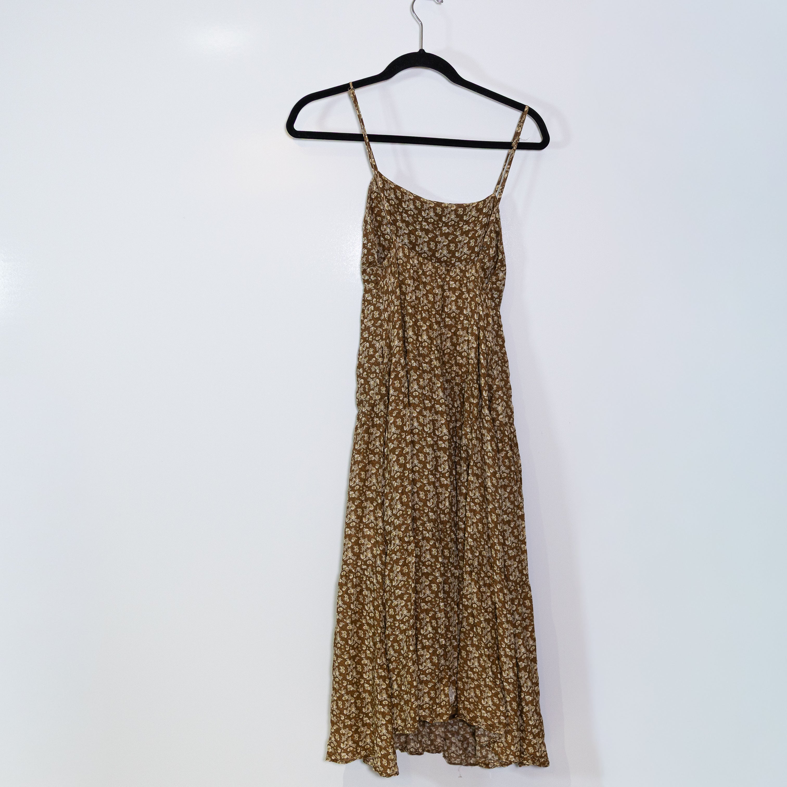 OPT Coco Square Neck Cotton Sleeveless Tiered Pullover Maxi Dress Brown Floral
