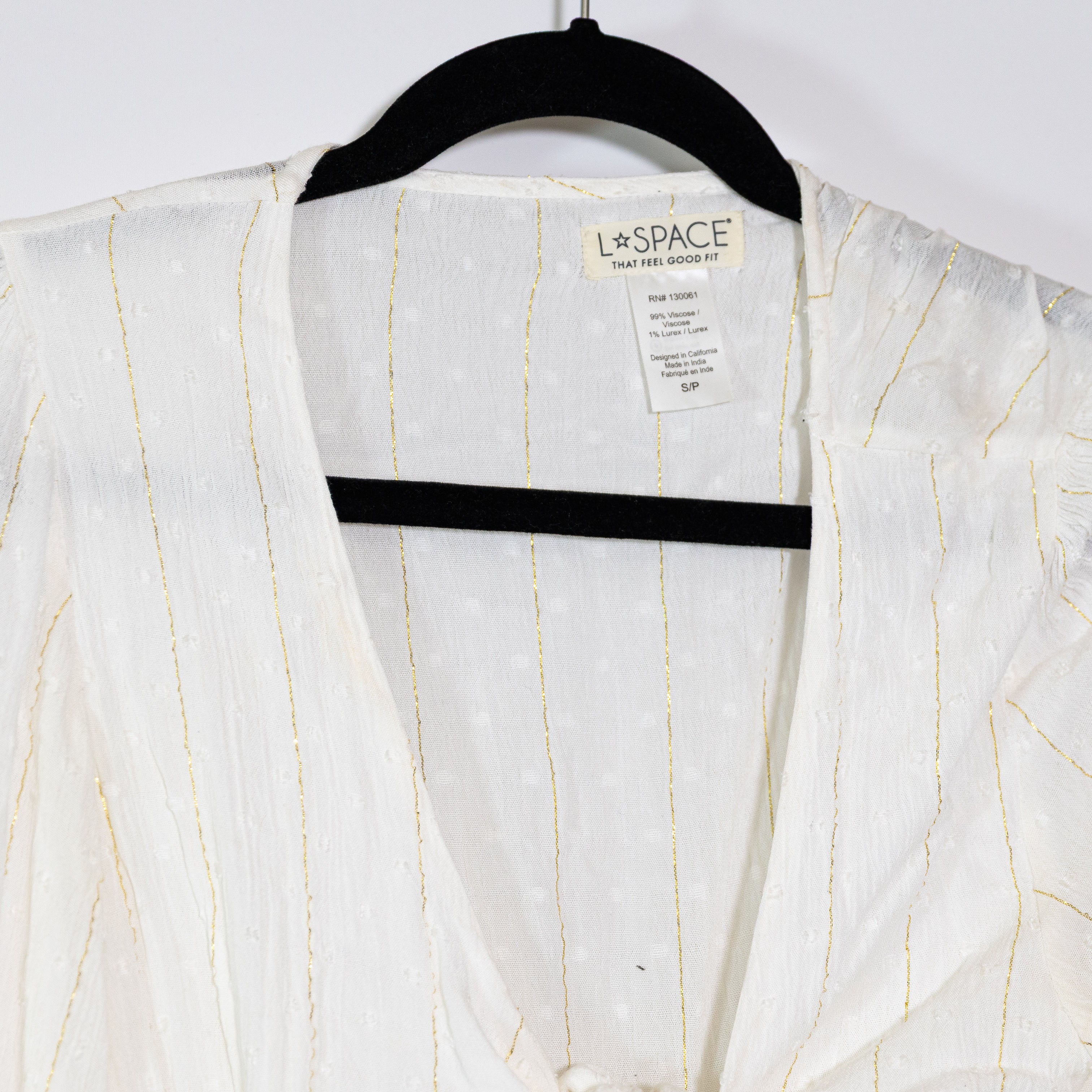 L*Space Stay Golden Cut Out Twist Tie Front Mini Swing Dress Metallic Stripe S