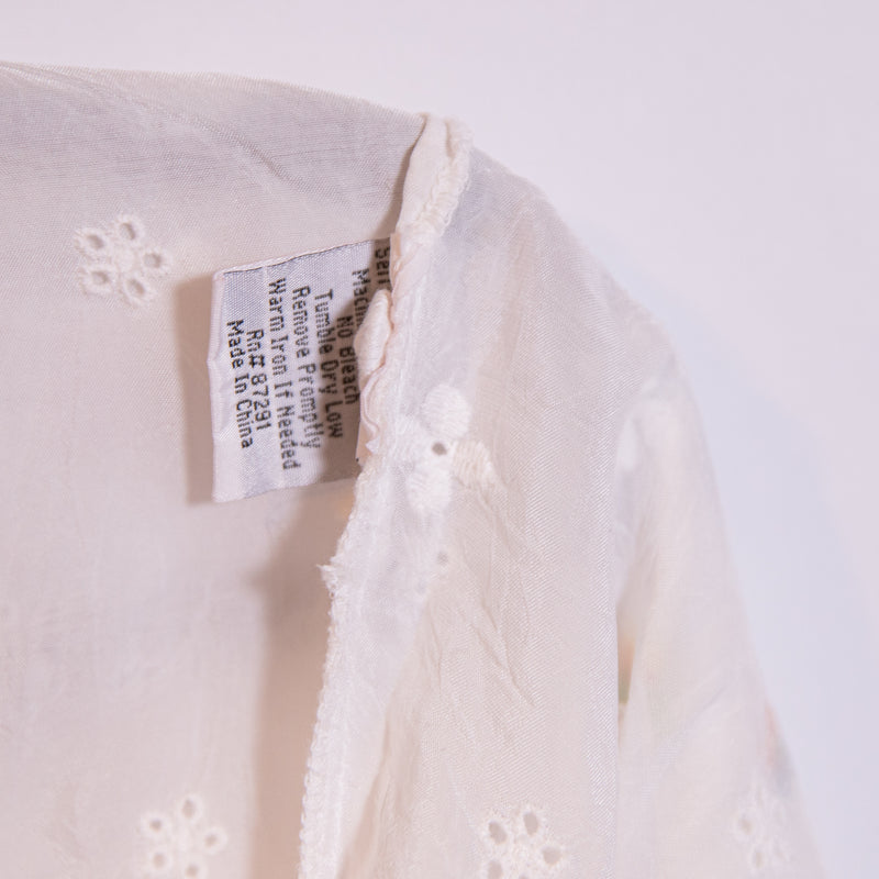 NEW Johnny Was Simple Allover Floral Flower Embroidered Long Sleeve Tunic Blouse