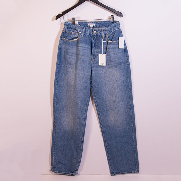 NEW Good American Good 90s Straight Leg Cotton Denim Jeans Indigo Blue 4 27