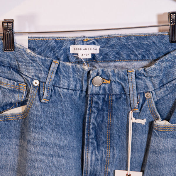 NEW Good American Good 90s Straight Leg Cotton Denim Jeans Indigo Blue 4 27
