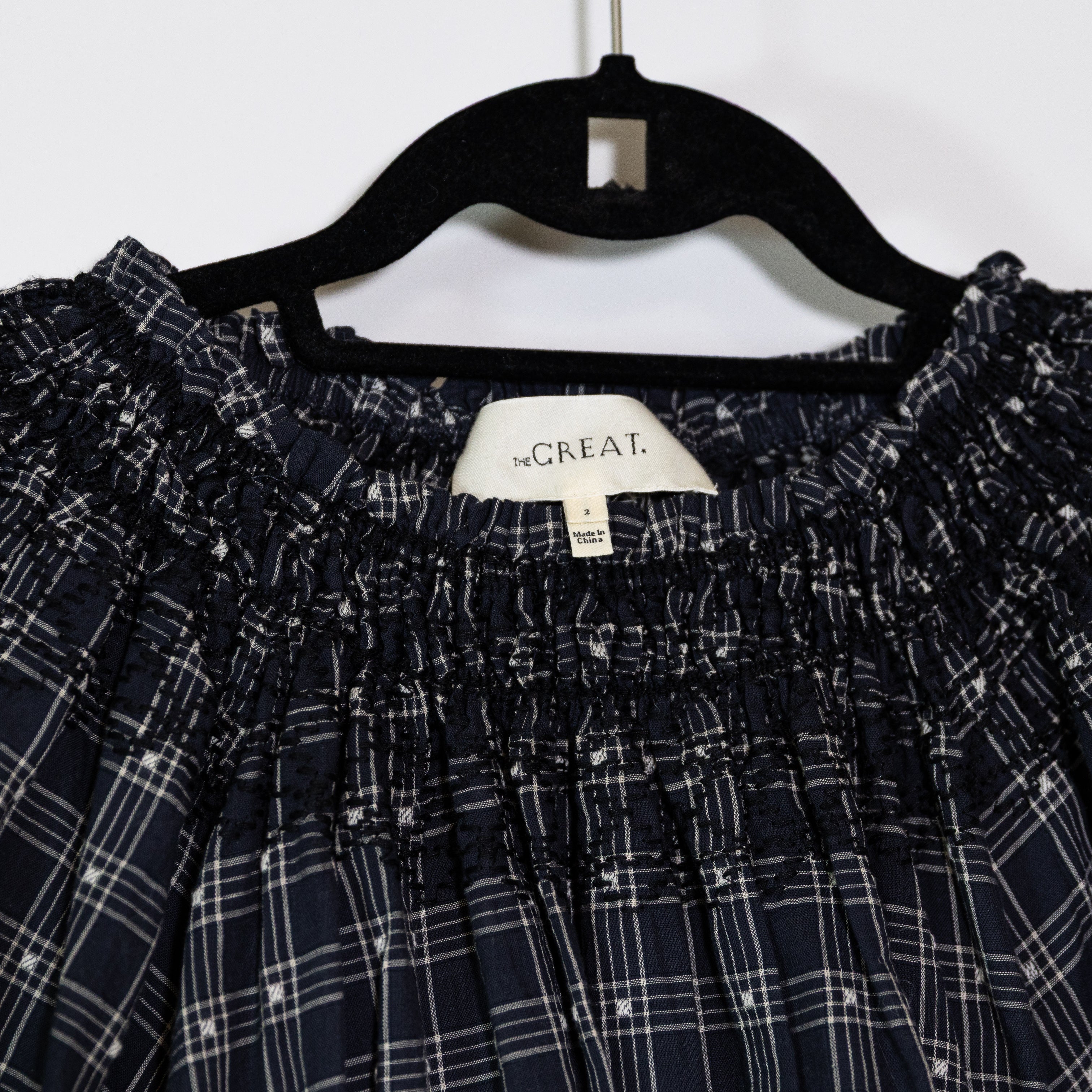 The Great. The Fair Top Cotton Linen Smocked Balloon Short Sleeve Blouse Shirt 2