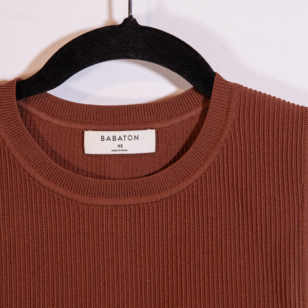 Babaton Aritzia Sculpt Knit Squareneck Cropped Ribbed Sleeveless Tank Top Brown