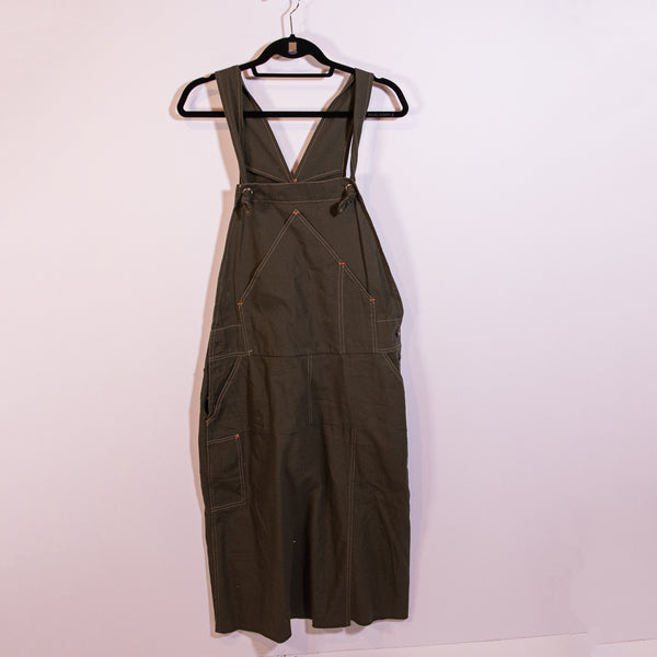 NEW Utility Canvas Cotton V Neck Sleeveless Rugged Overalls Jumpsuits Jumper M