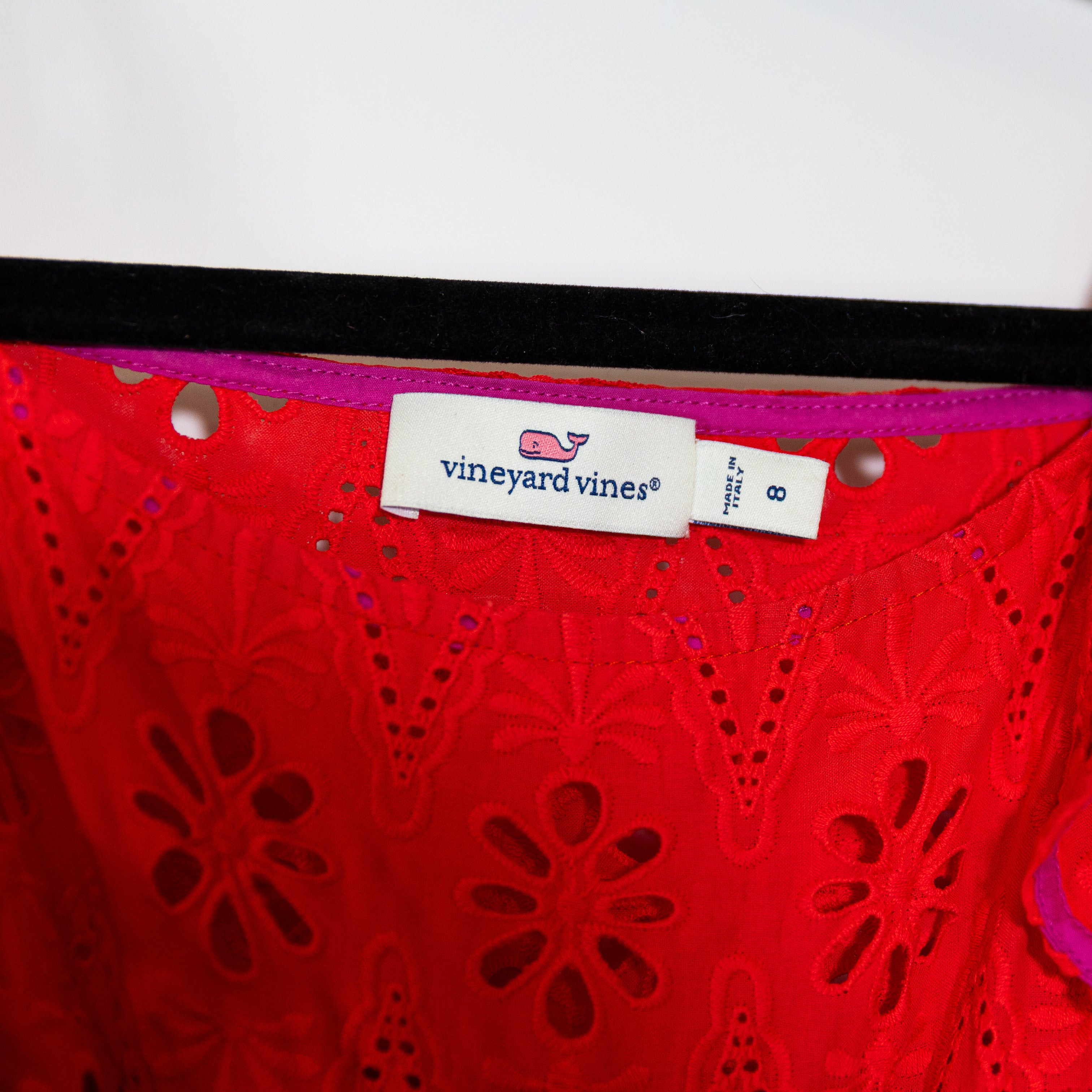 Vineyard Vines Cotton Eyelet Lace Flutter Short Sleeveless Pullover Midi Dress 8